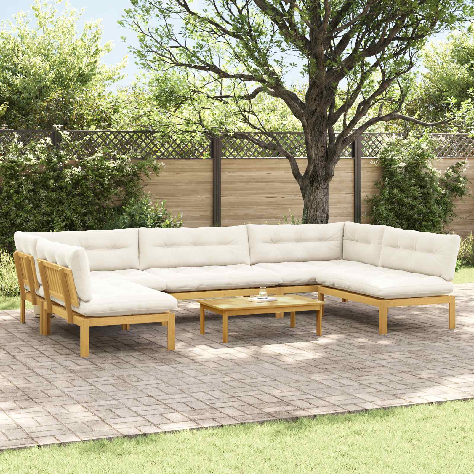 6 Stuk Garden Pallet Sofa Units Massief Acaciahout Licht Bruin is nu te koop bij PeponiXL, paradijselijk wonen!