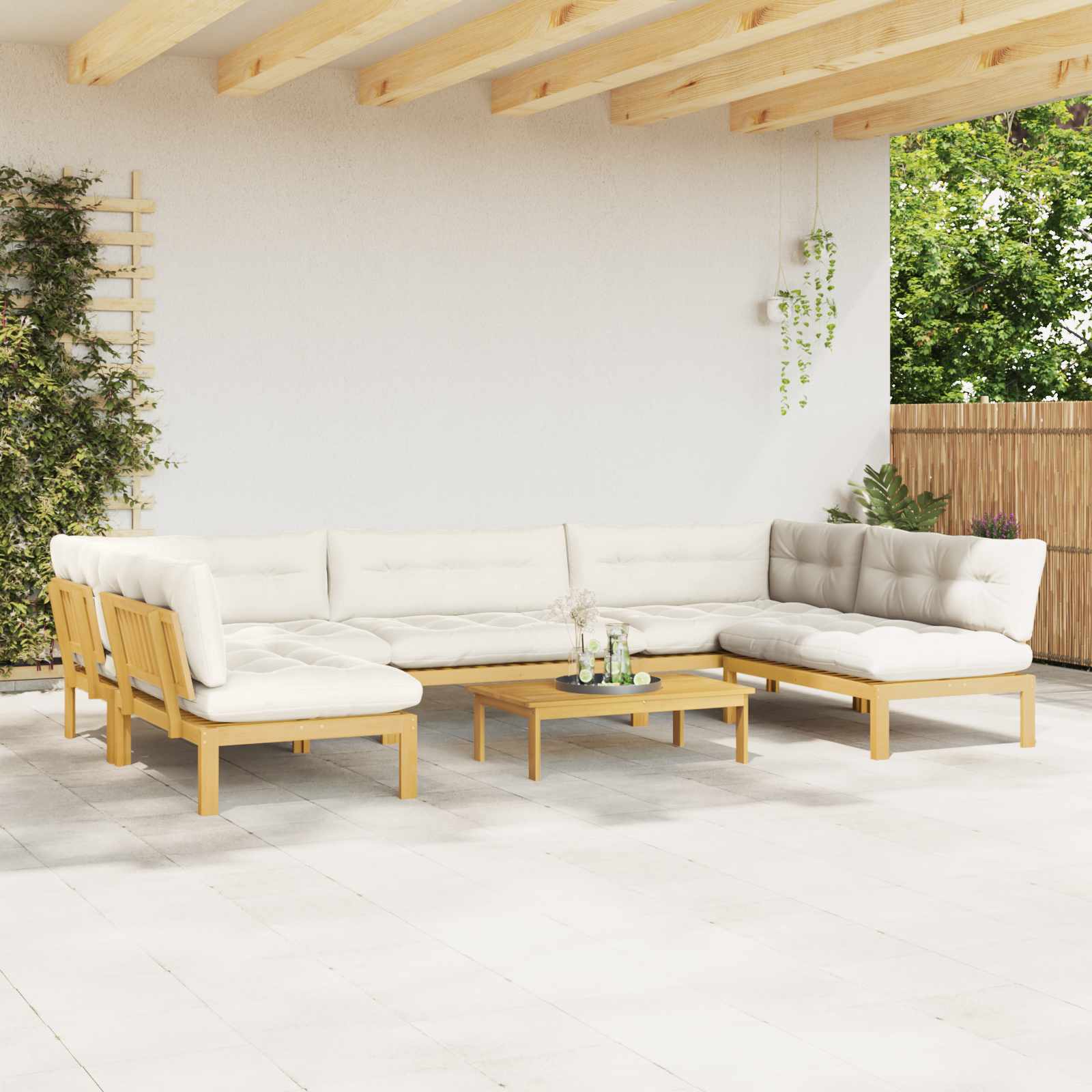 6 Stuk Garden Pallet Sofa Units Massief Acaciahout Licht Bruin is nu te koop bij PeponiXL, paradijselijk wonen!