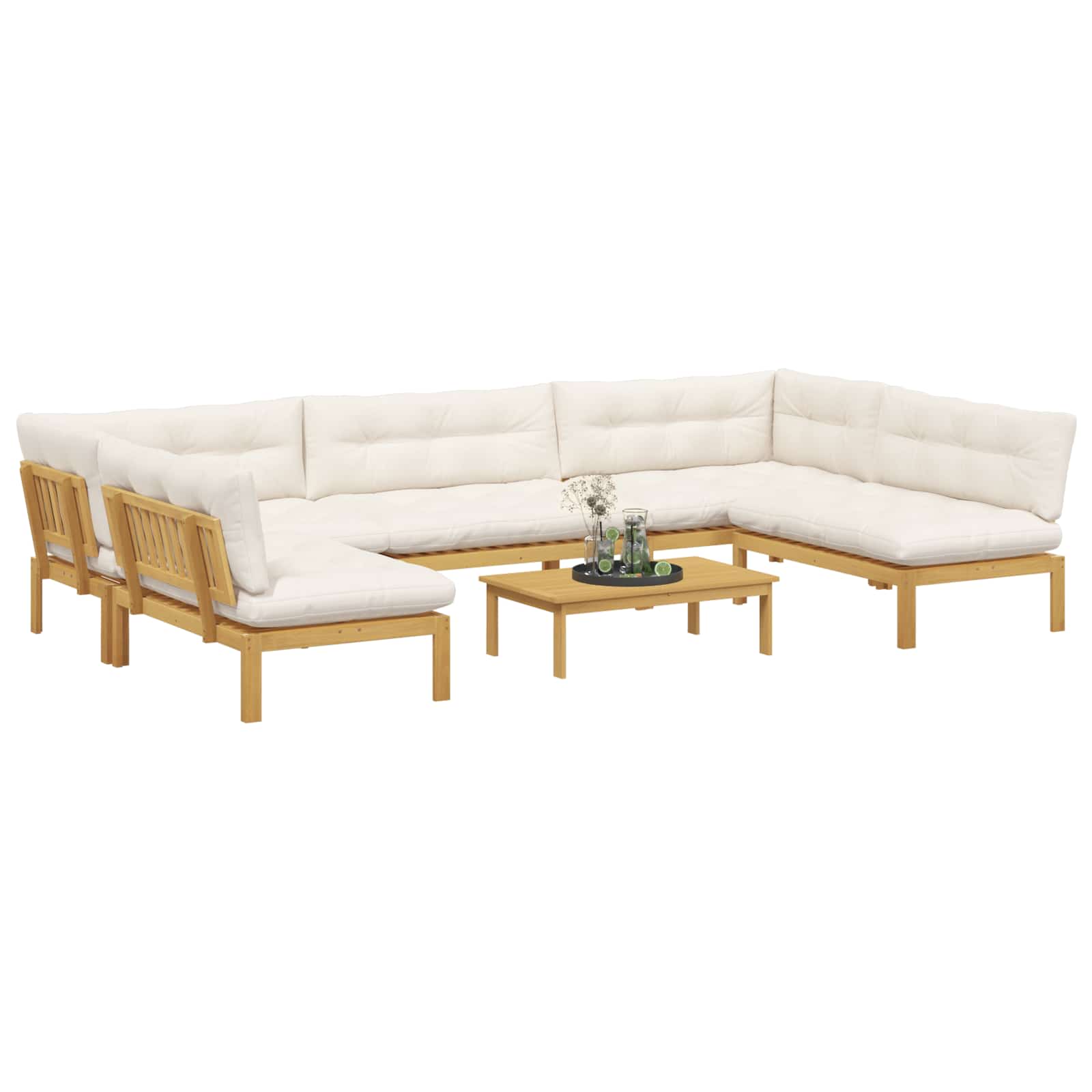 6 Stuk Garden Pallet Sofa Units Massief Acaciahout Licht Bruin is nu te koop bij PeponiXL, paradijselijk wonen!