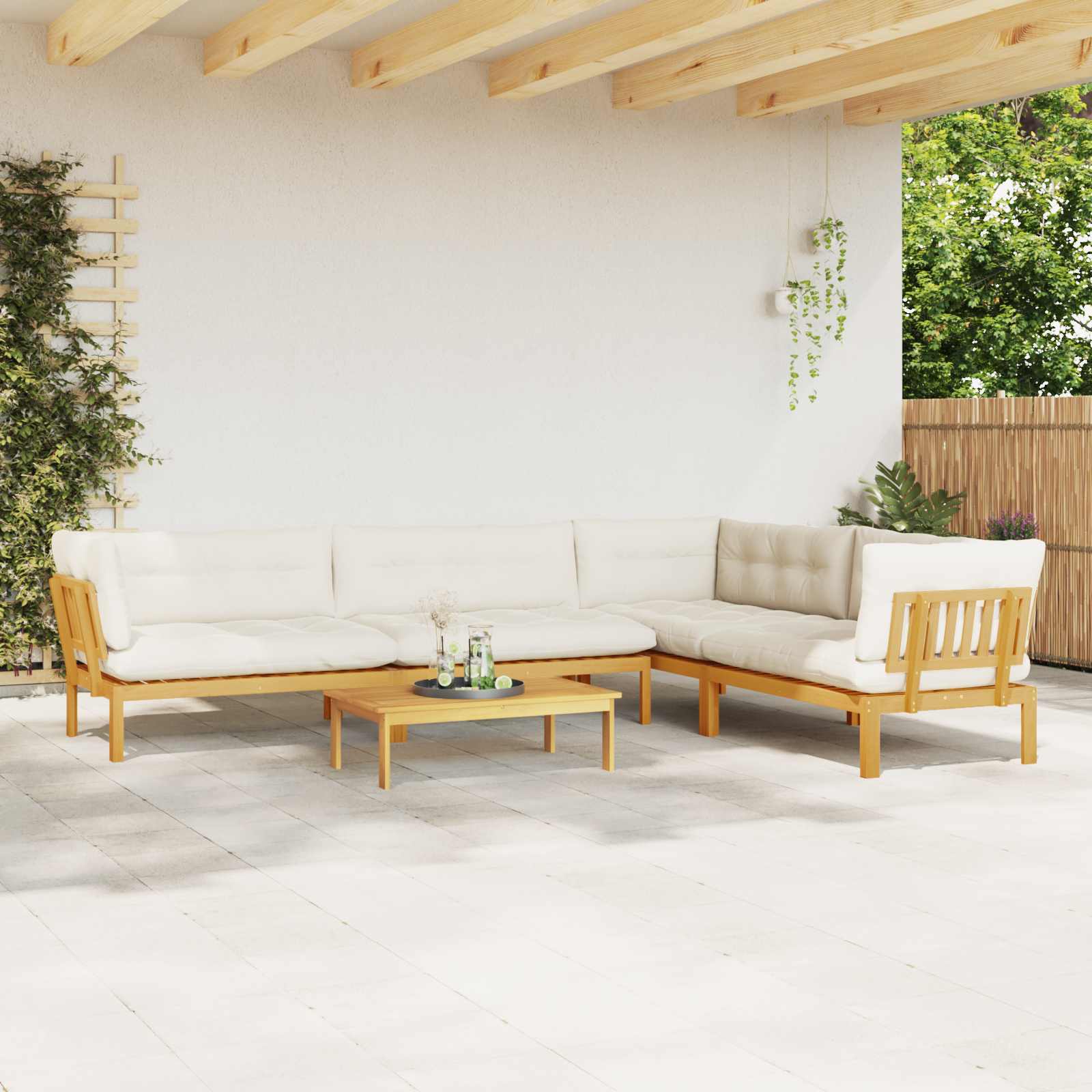 5 Stuk Garden Pallet Sofa Units Massief Acaciahout Licht Bruin is nu te koop bij PeponiXL, paradijselijk wonen!
