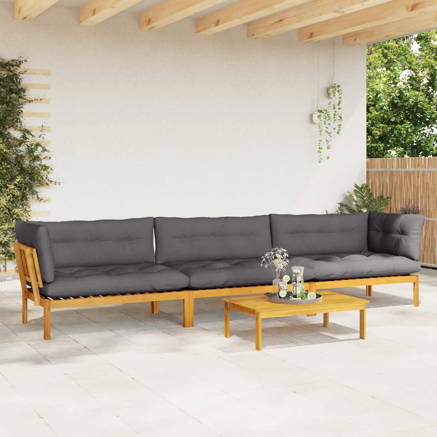 4 Stuk Garden Pallet Sofa Units Massief Acaciahout Naturel