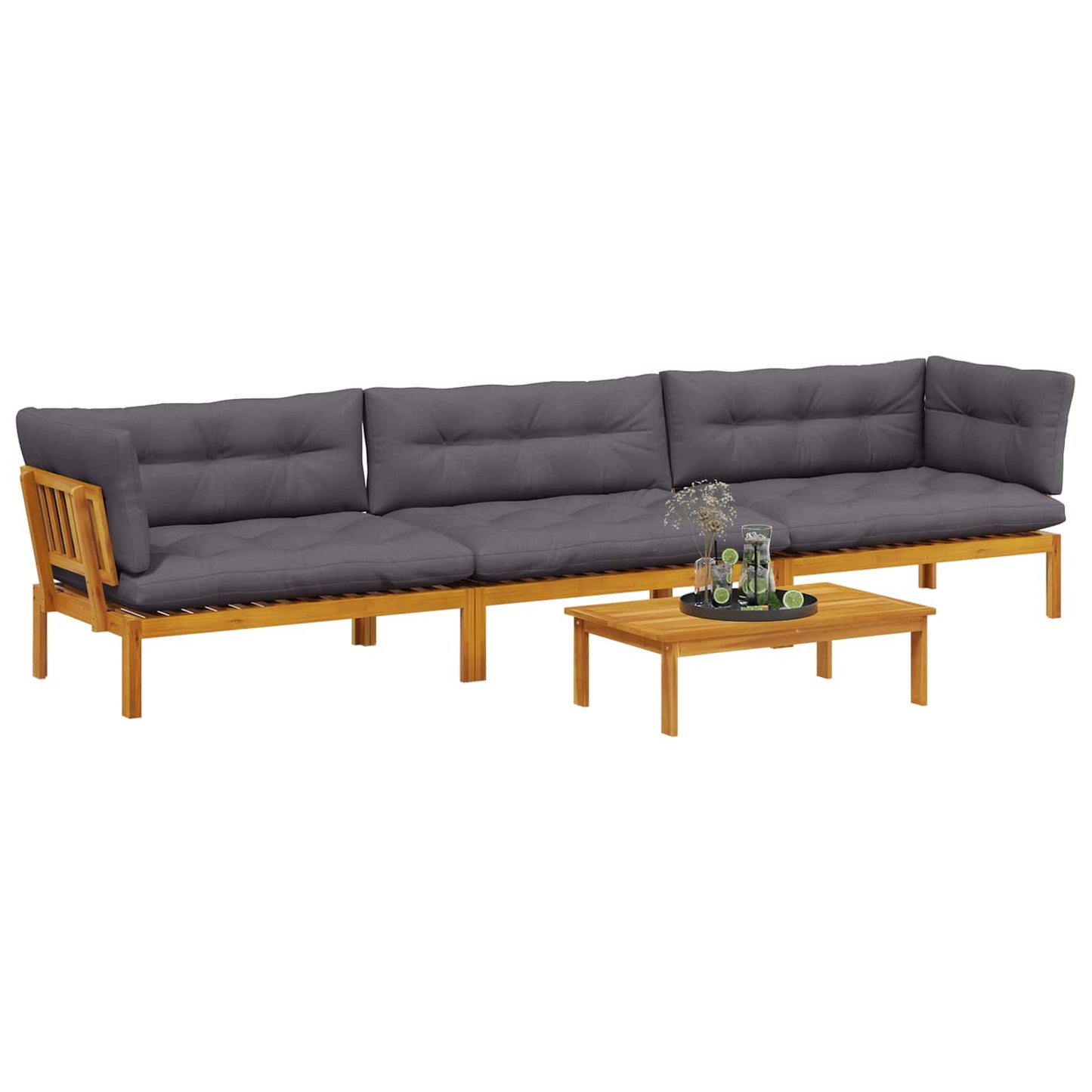 4 Stuk Garden Pallet Sofa Units Massief Acaciahout Naturel