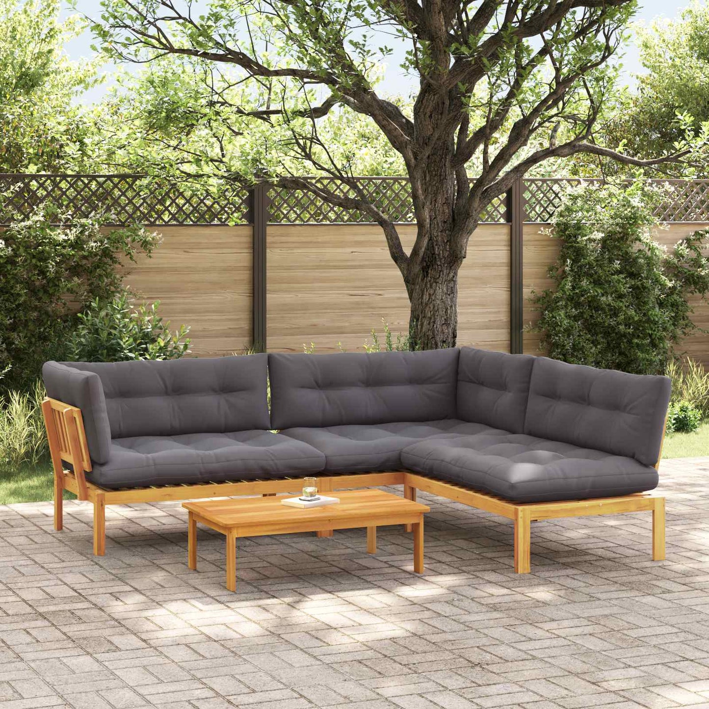 4 Stuk Garden Pallet Sofa Units Massief Acaciahout Naturel