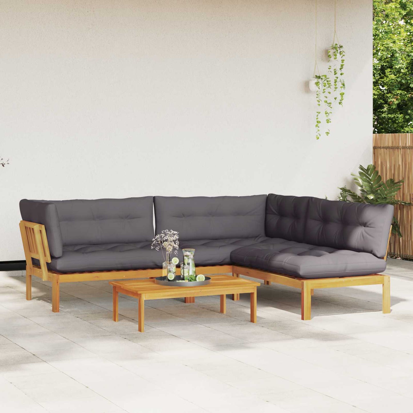 4 Stuk Garden Pallet Sofa Units Massief Acaciahout Naturel