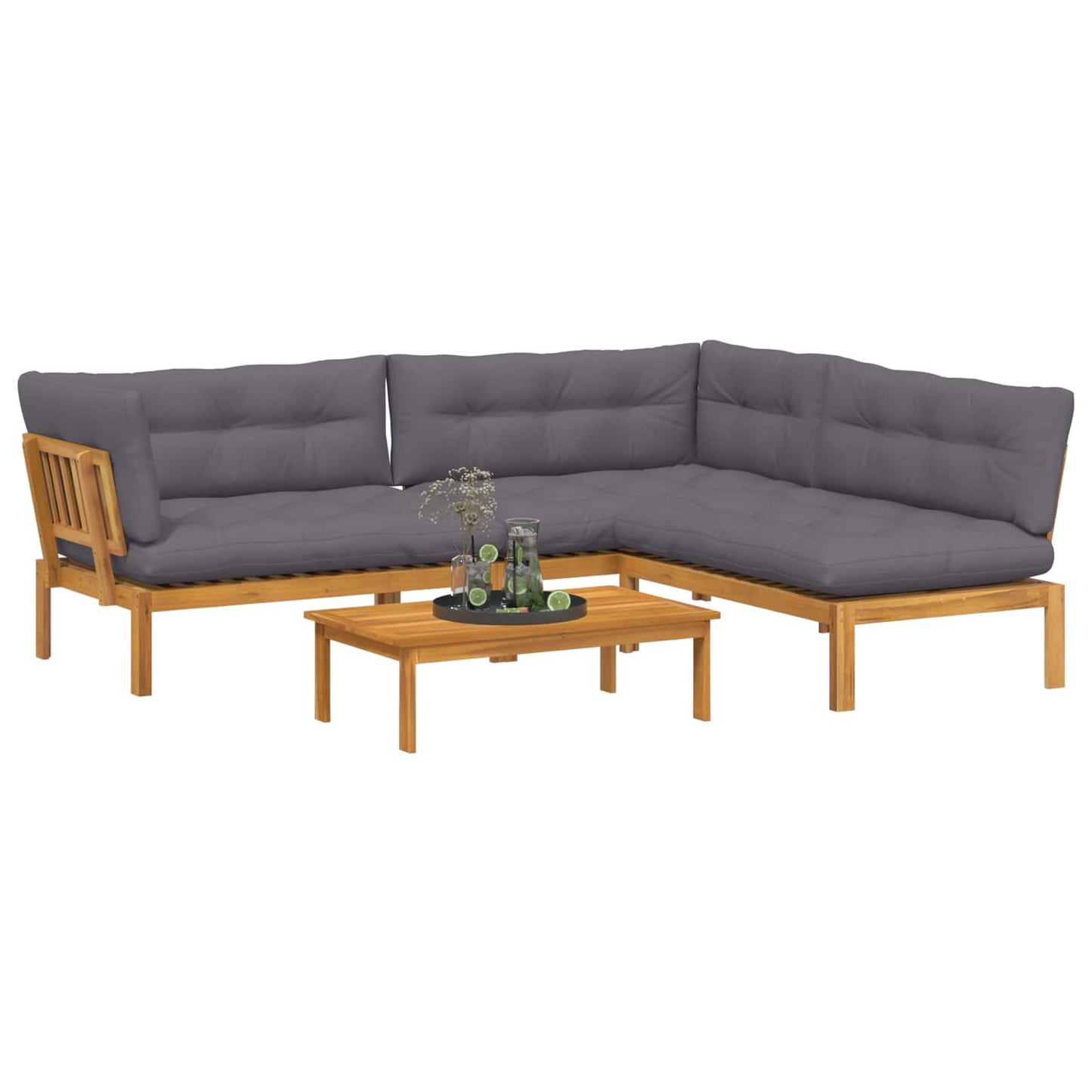 4 Stuk Garden Pallet Sofa Units Massief Acaciahout Naturel