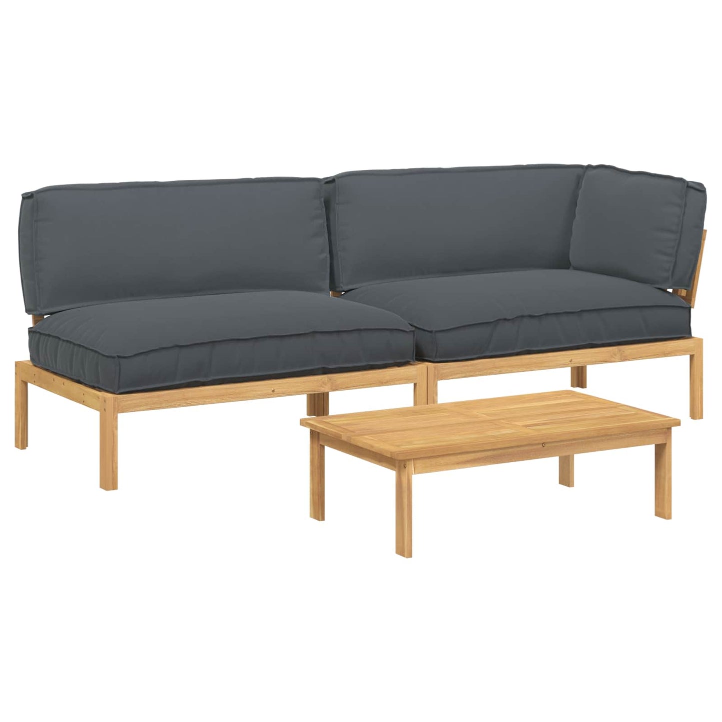 Bankstel met kussen Effen 3 pcs Antraciet Massief Acaciahout is nu te koop bij PeponiXL, paradijselijk wonen!