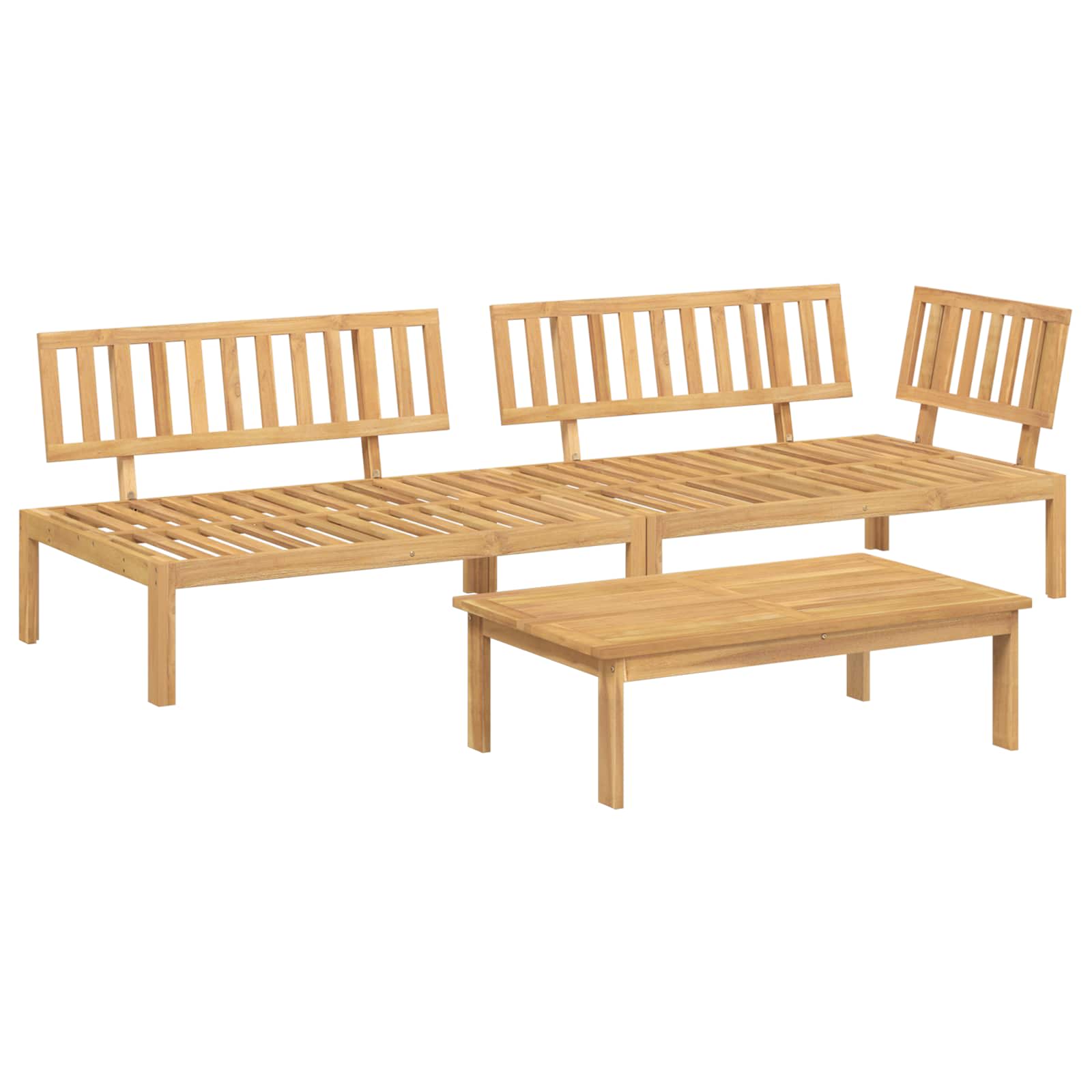 Bankstel met kussen Effen 3 pcs Antraciet Massief Acaciahout is nu te koop bij PeponiXL, paradijselijk wonen!