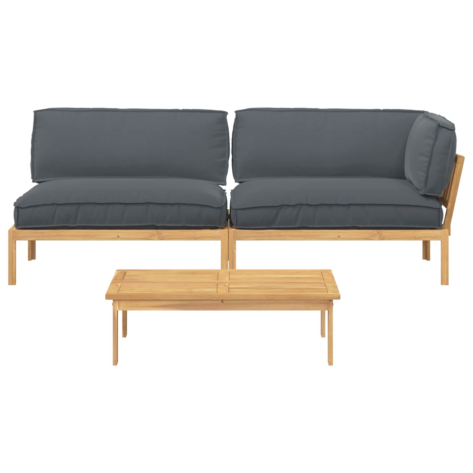Bankstel met kussen Effen 3 pcs Antraciet Massief Acaciahout is nu te koop bij PeponiXL, paradijselijk wonen!