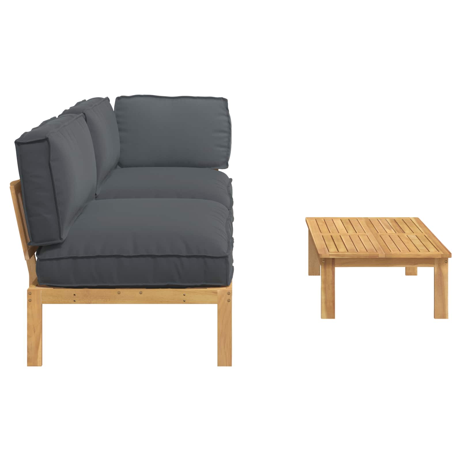 Bankstel met kussen Effen 3 pcs Antraciet Massief Acaciahout is nu te koop bij PeponiXL, paradijselijk wonen!