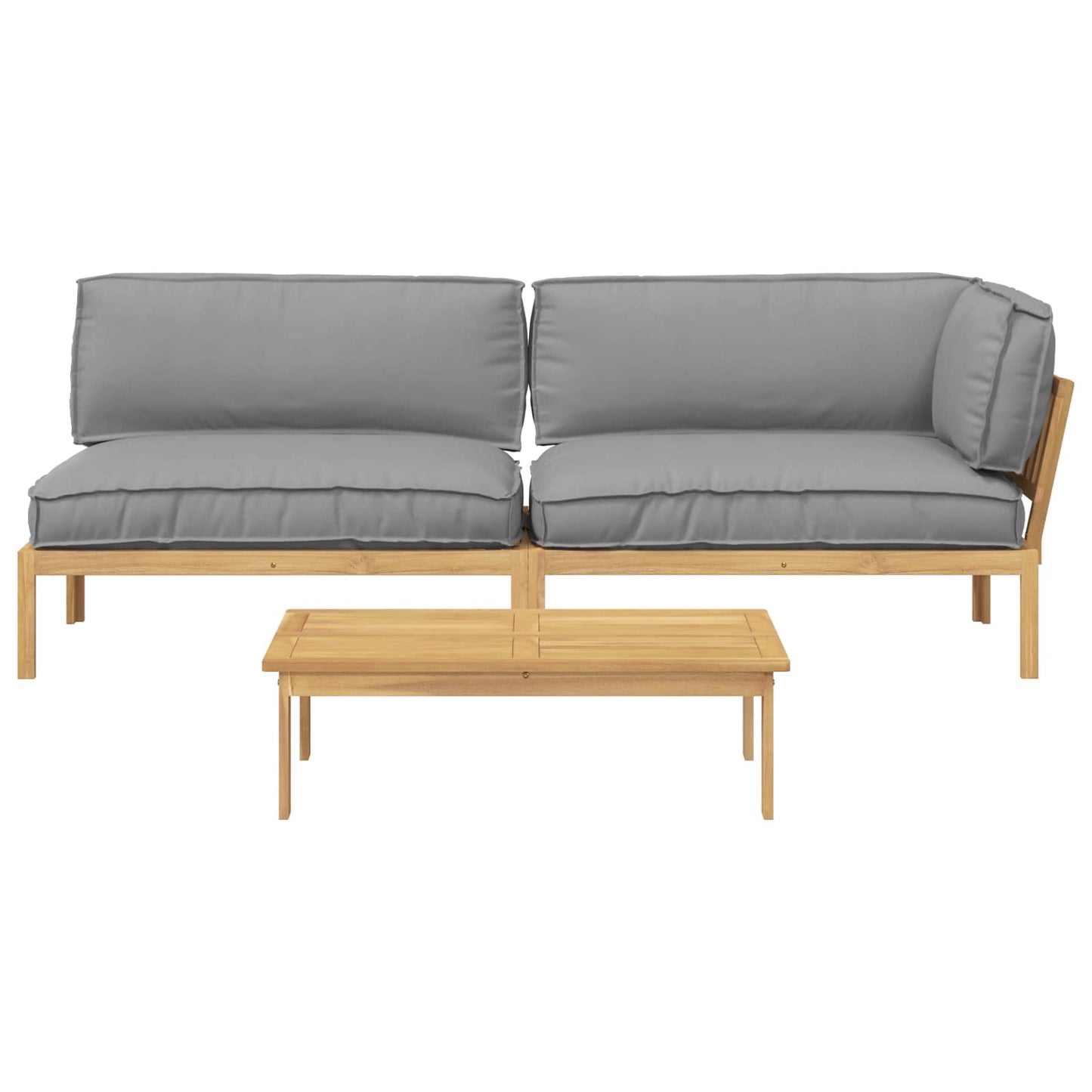 Bankstel met kussen Effen 3 pcs Grijs Massief Acaciahout