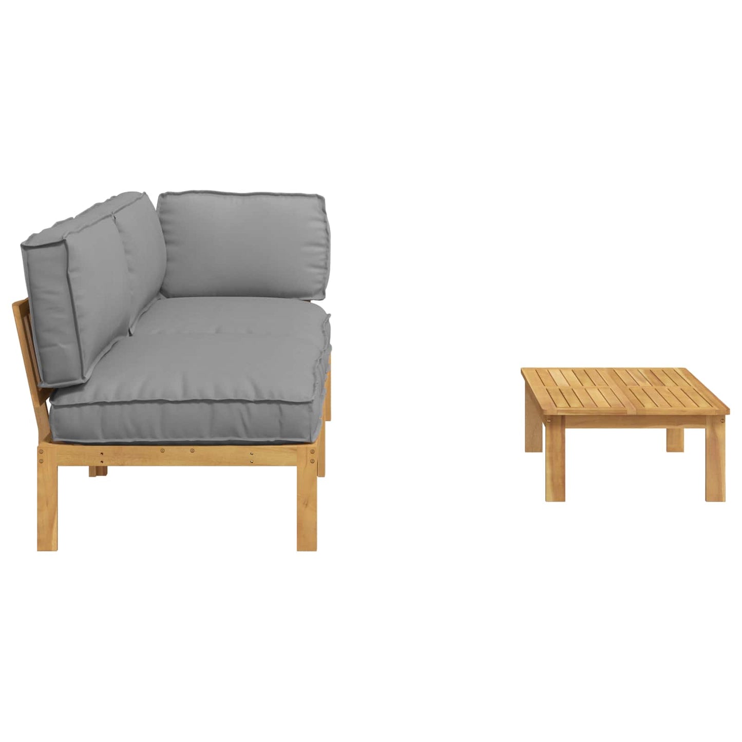 Bankstel met kussen Effen 3 pcs Grijs Massief Acaciahout