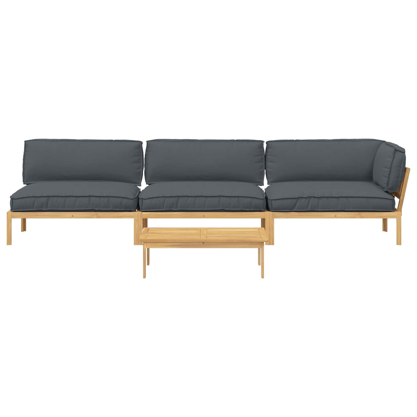 Bankstel met kussen Effen 4 pcs Antraciet Massief Acaciahout is nu te koop bij PeponiXL, paradijselijk wonen!