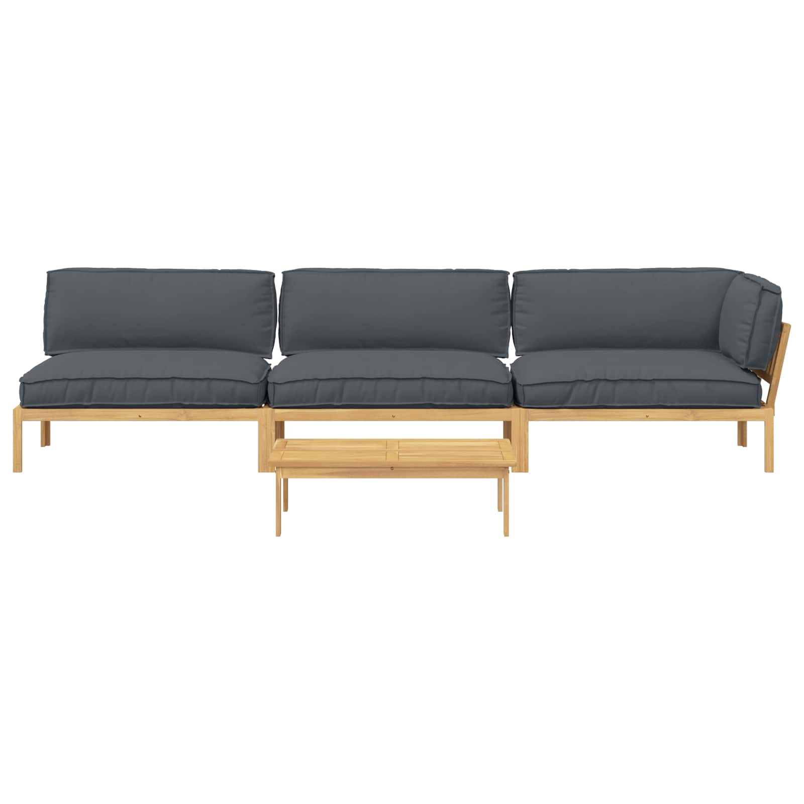 Bankstel met kussen Effen 4 pcs Antraciet Massief Acaciahout is nu te koop bij PeponiXL, paradijselijk wonen!