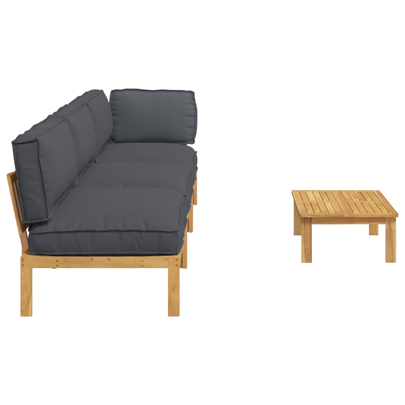 Bankstel met kussen Effen 4 pcs Antraciet Massief Acaciahout is nu te koop bij PeponiXL, paradijselijk wonen!