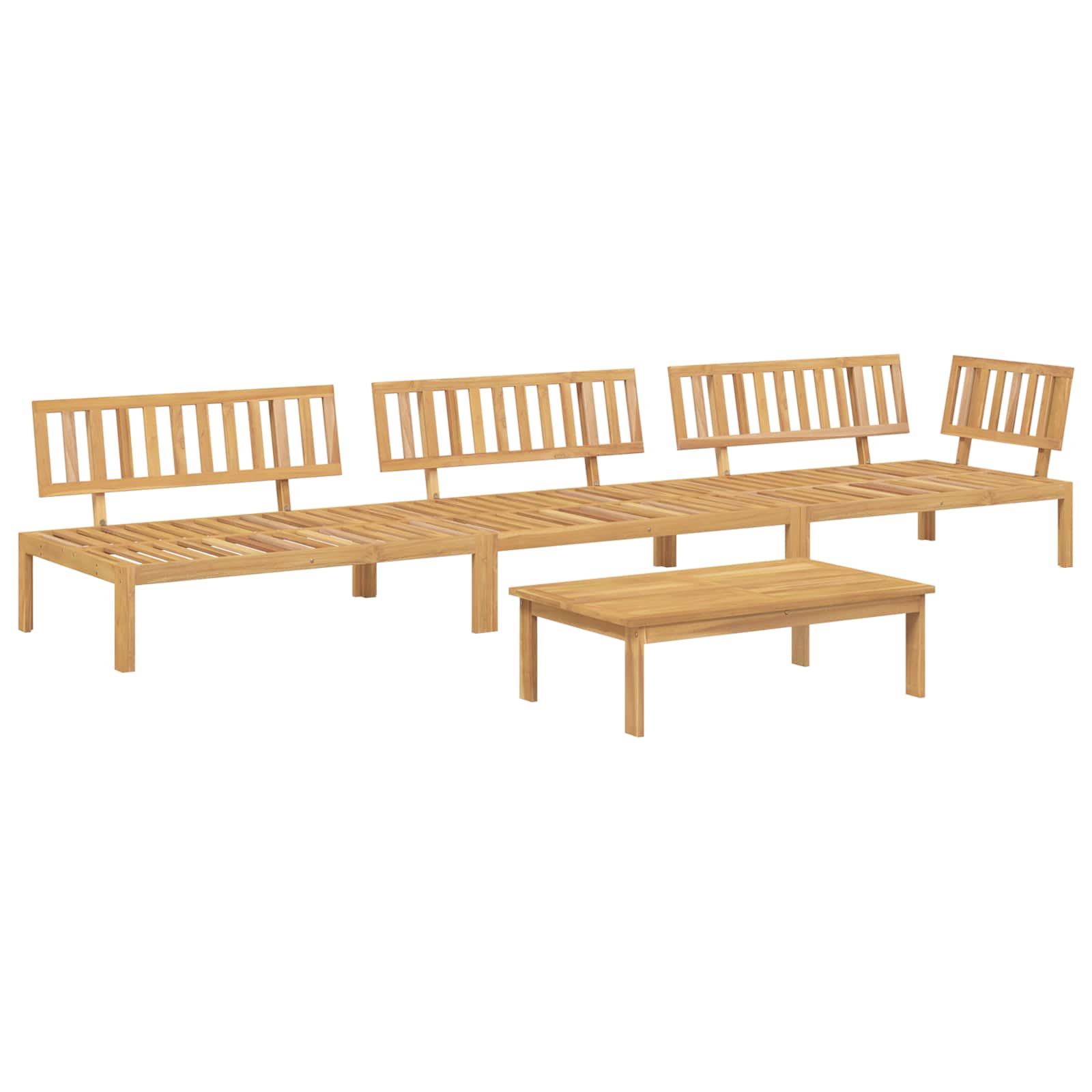 Bankstel met kussen Effen 4 pcs Taupe Massief Acaciahout is nu te koop bij PeponiXL, paradijselijk wonen!