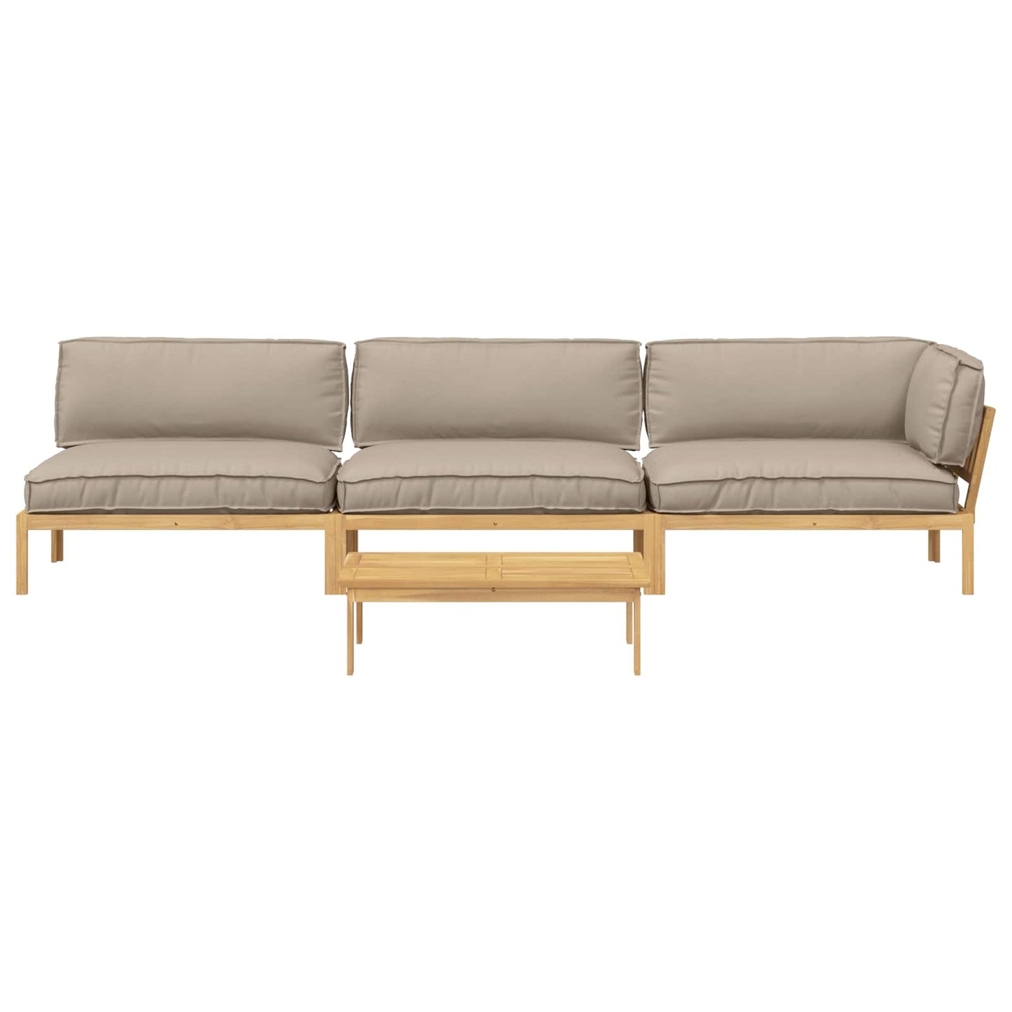 Bankstel met kussen Effen 4 pcs Taupe Massief Acaciahout is nu te koop bij PeponiXL, paradijselijk wonen!