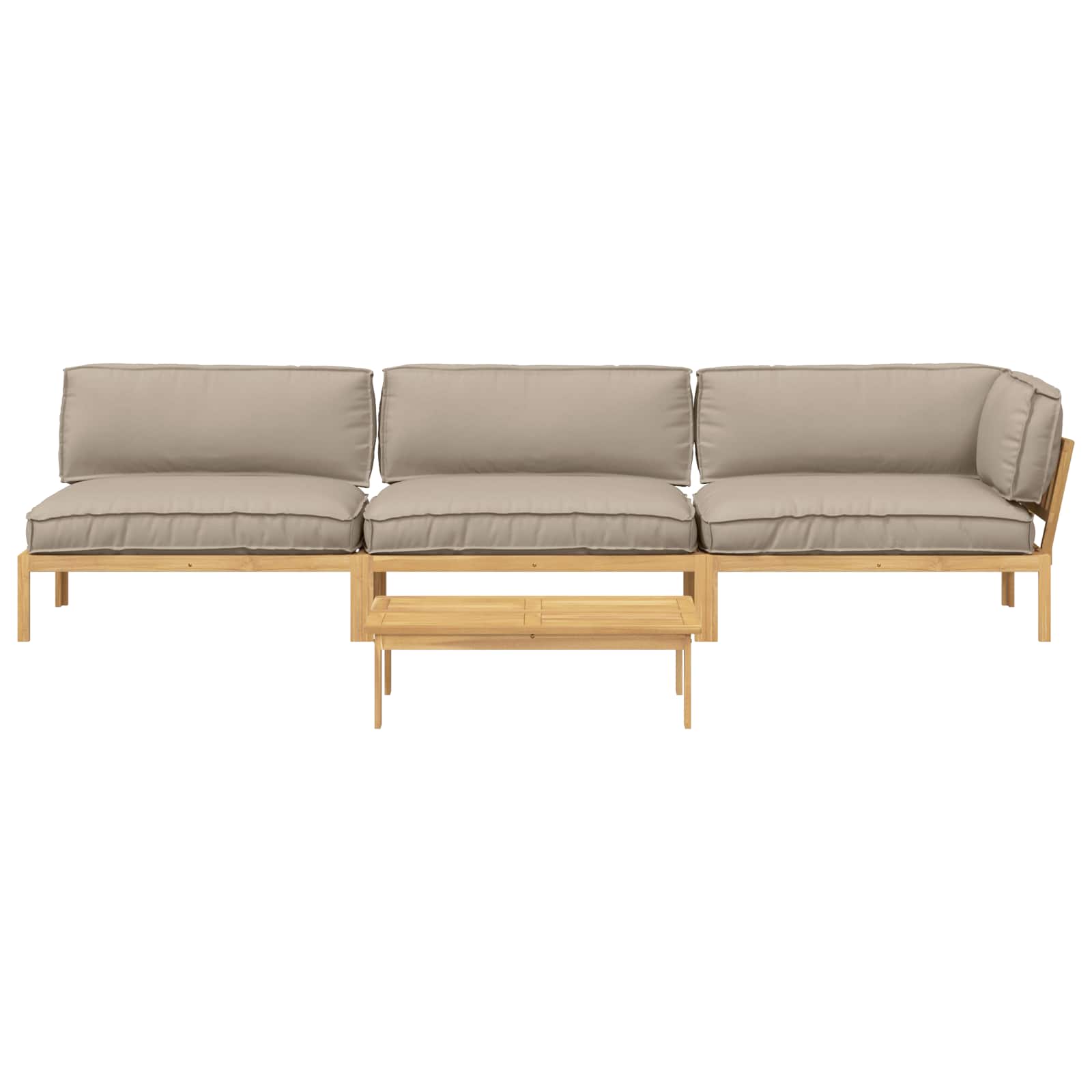 Bankstel met kussen Effen 4 pcs Taupe Massief Acaciahout is nu te koop bij PeponiXL, paradijselijk wonen!