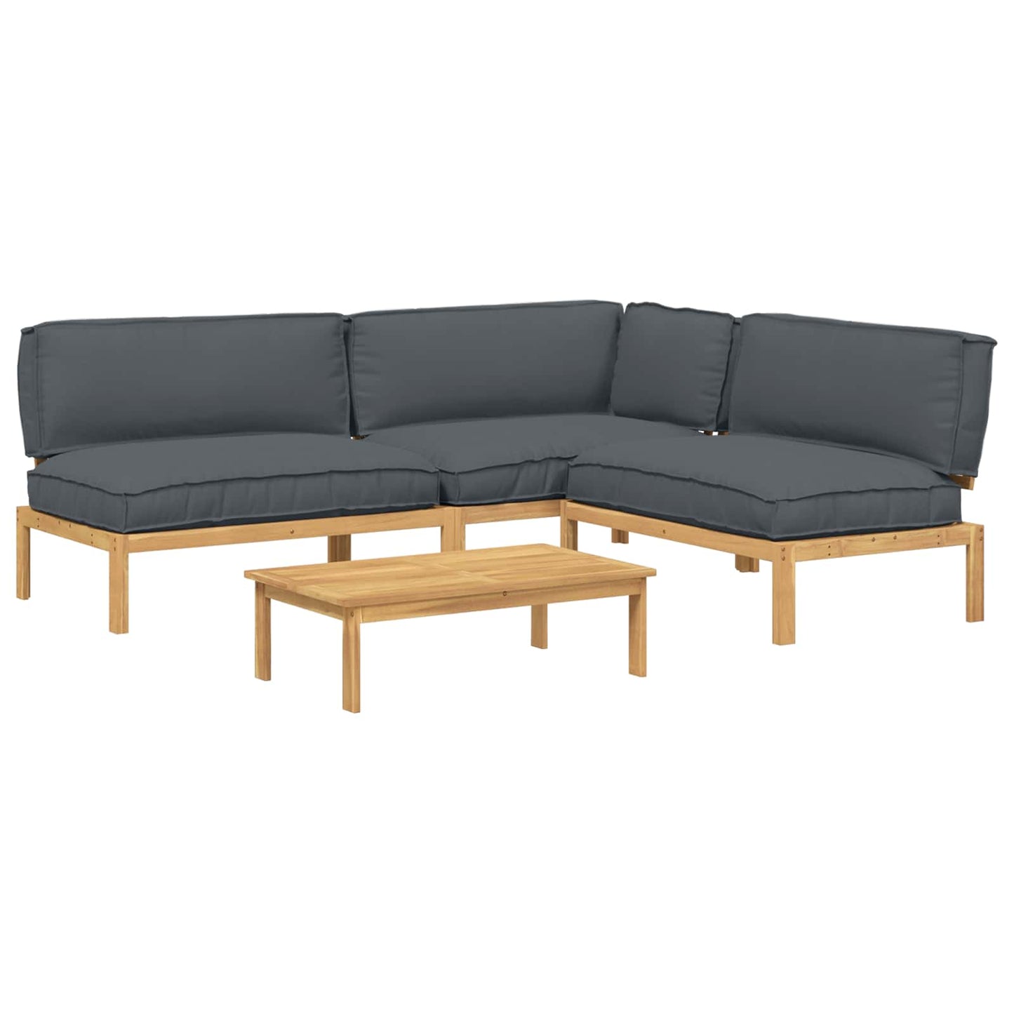 Bankstel met kussen Effen 4 pcs Antraciet Massief Acaciahout is nu te koop bij PeponiXL, paradijselijk wonen!