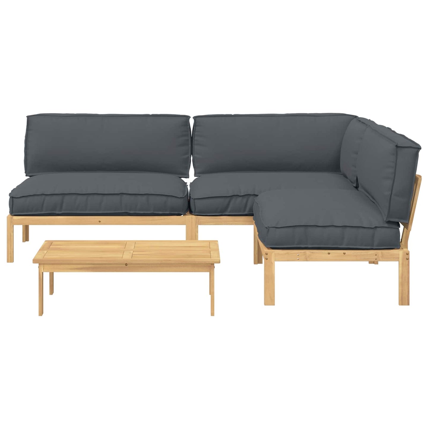 Bankstel met kussen Effen 4 pcs Antraciet Massief Acaciahout is nu te koop bij PeponiXL, paradijselijk wonen!