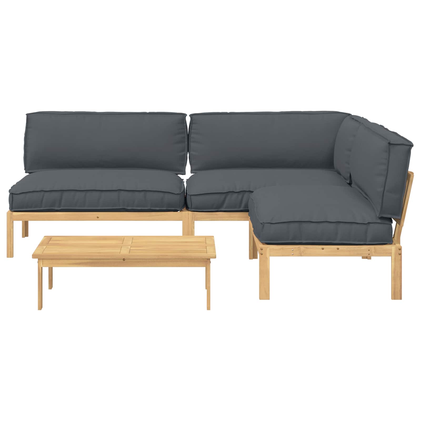 Bankstel met kussen Effen 4 pcs Antraciet Massief Acaciahout is nu te koop bij PeponiXL, paradijselijk wonen!