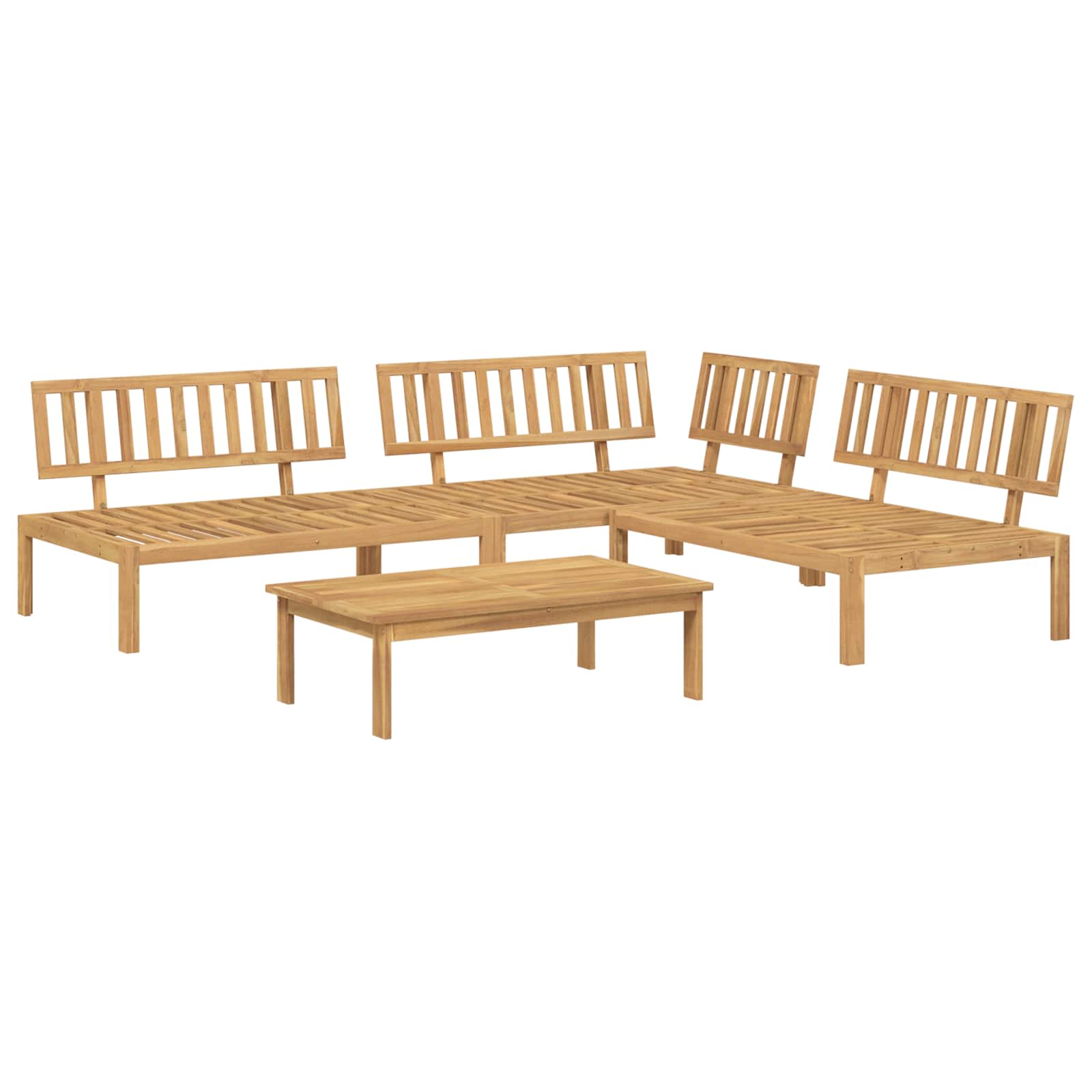 Bankstel met kussen Effen 4 pcs Taupe Massief Acaciahout is nu te koop bij PeponiXL, paradijselijk wonen!