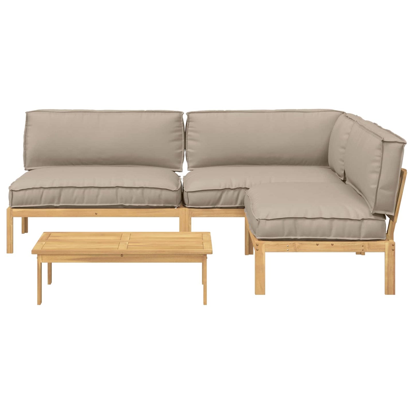 Bankstel met kussen Effen 4 pcs Taupe Massief Acaciahout is nu te koop bij PeponiXL, paradijselijk wonen!