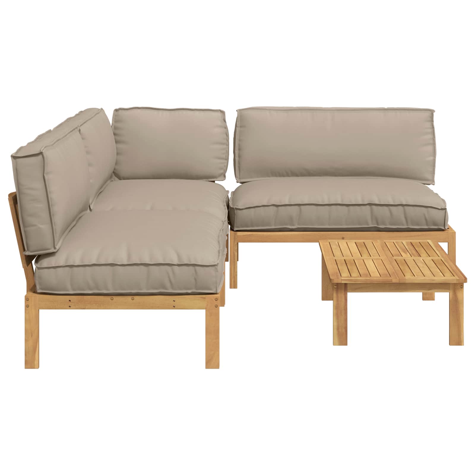 Bankstel met kussen Effen 4 pcs Taupe Massief Acaciahout is nu te koop bij PeponiXL, paradijselijk wonen!