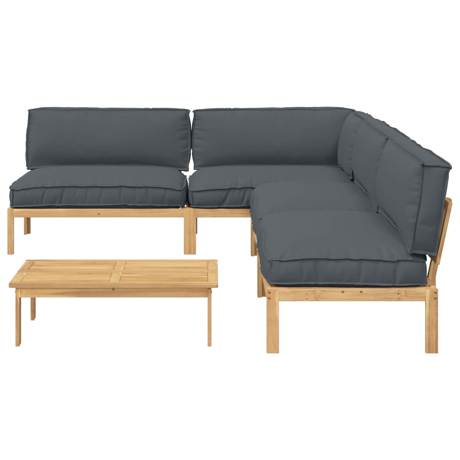 Bankstel met kussen Effen 5 pcs Antraciet Massief Acaciahout is nu te koop bij PeponiXL, paradijselijk wonen!