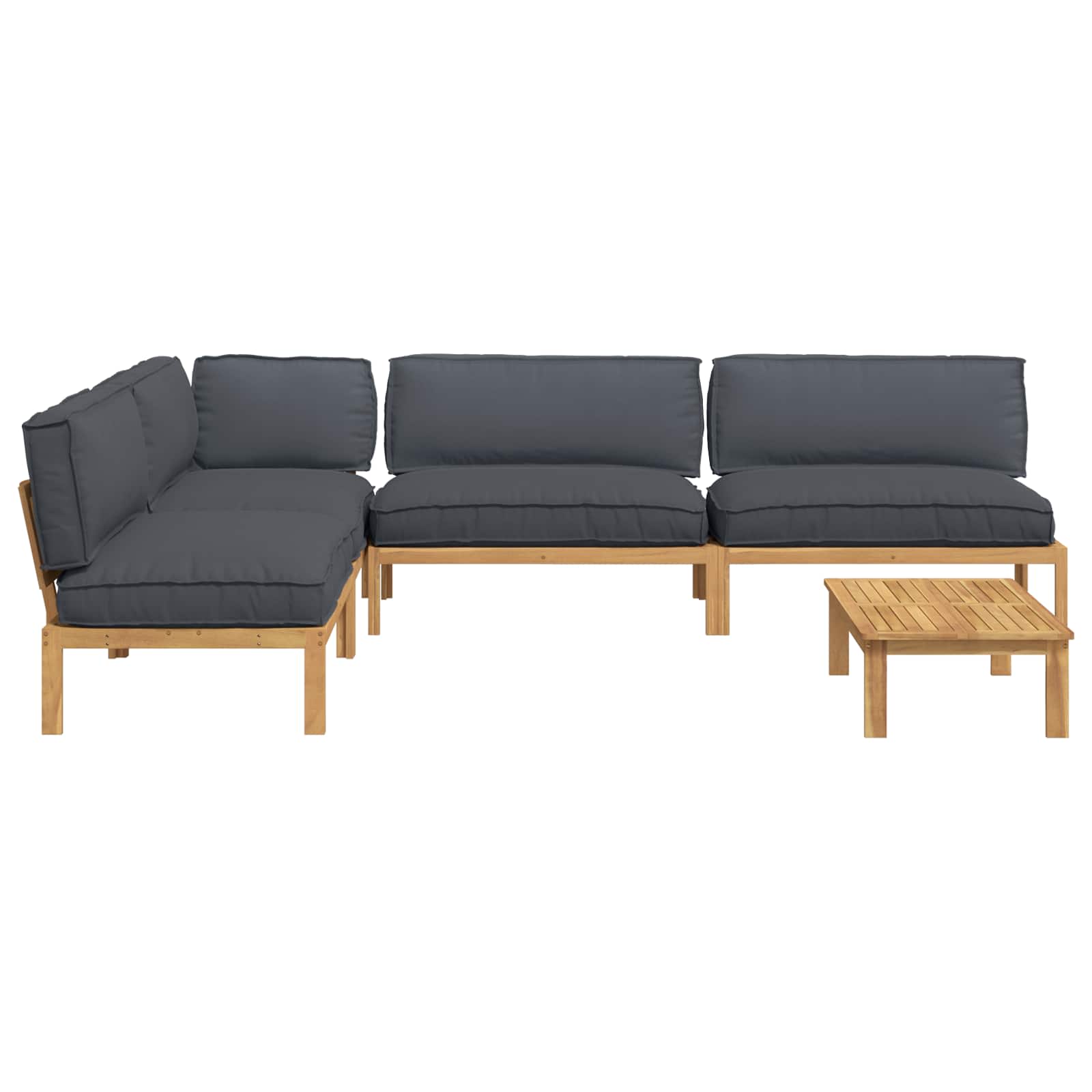 Bankstel met kussen Effen 5 pcs Antraciet Massief Acaciahout is nu te koop bij PeponiXL, paradijselijk wonen!
