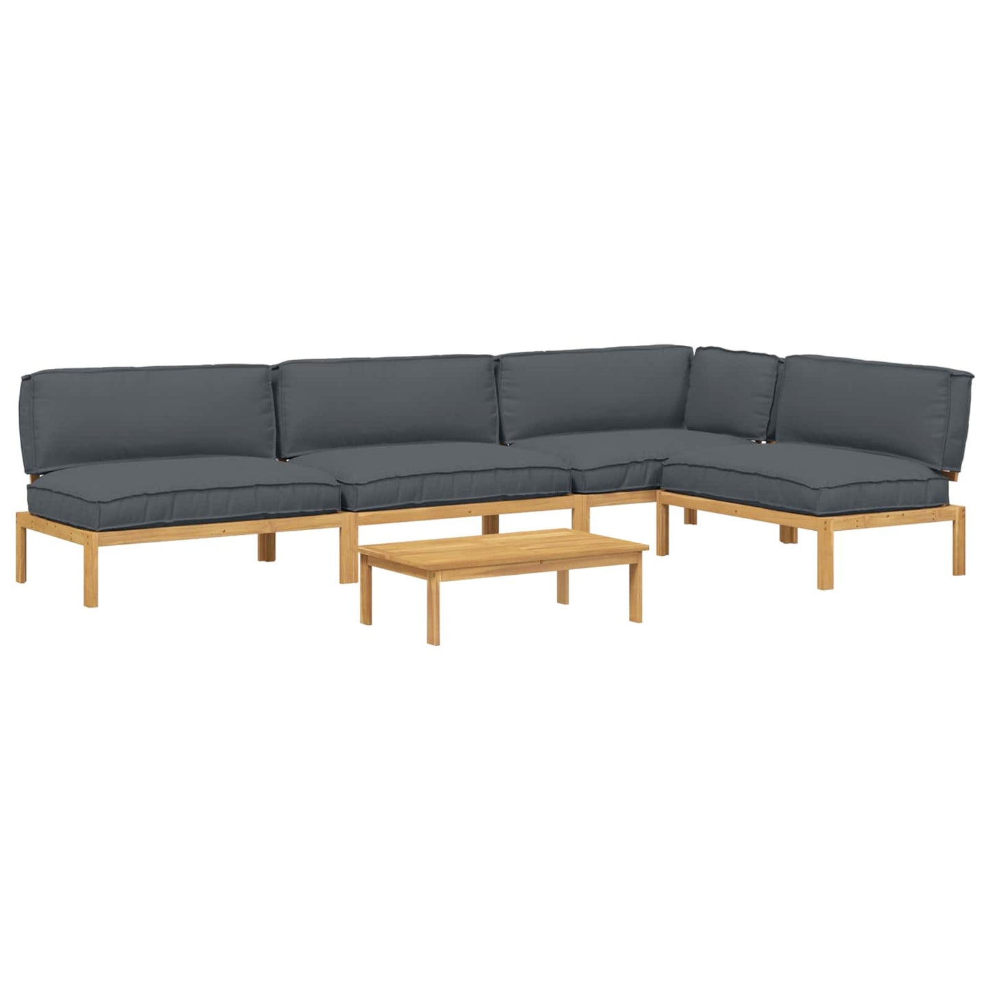 Bankstel met kussen Effen 5 pcs Antraciet Massief Acaciahout is nu te koop bij PeponiXL, paradijselijk wonen!