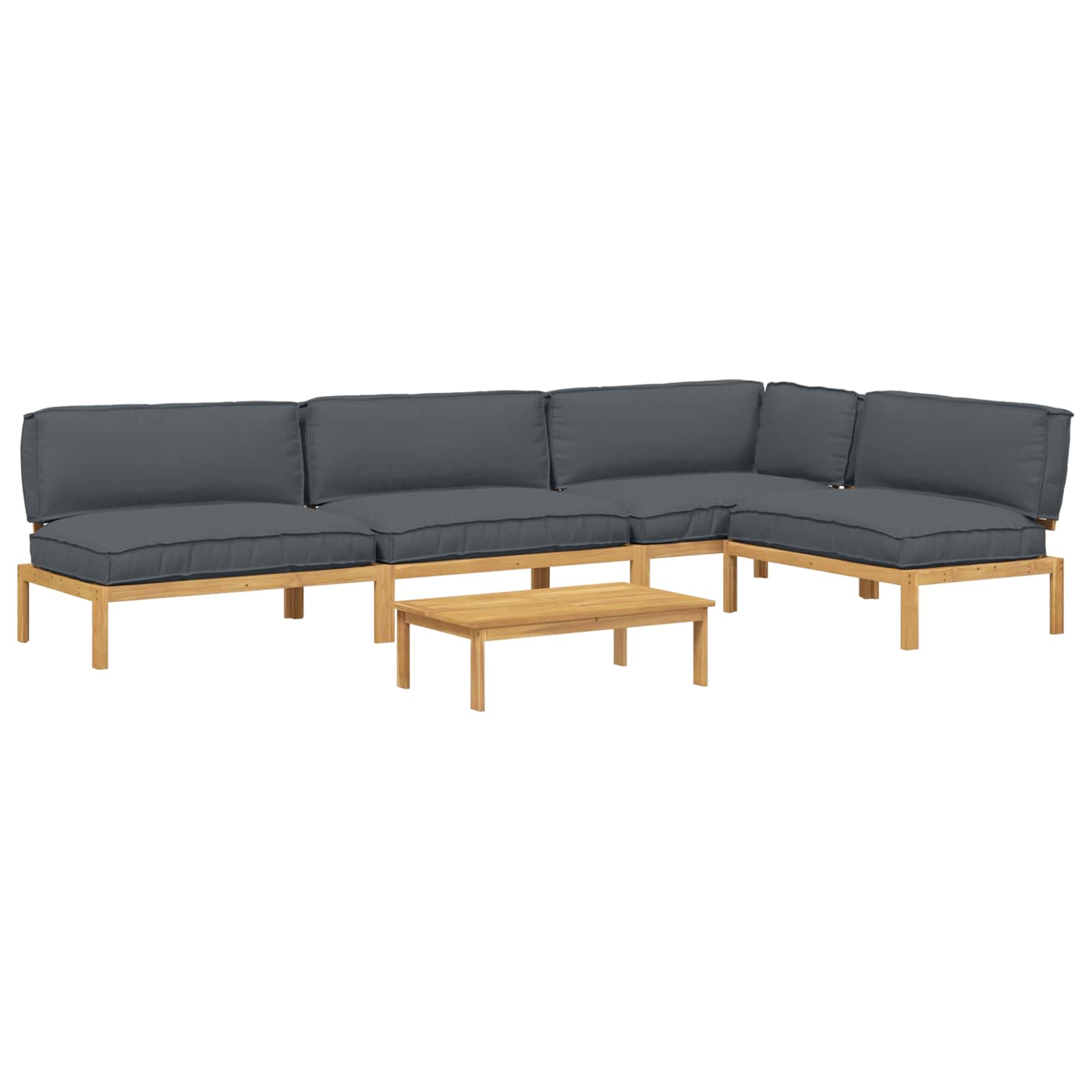 Bankstel met kussen Effen 5 pcs Antraciet Massief Acaciahout is nu te koop bij PeponiXL, paradijselijk wonen!