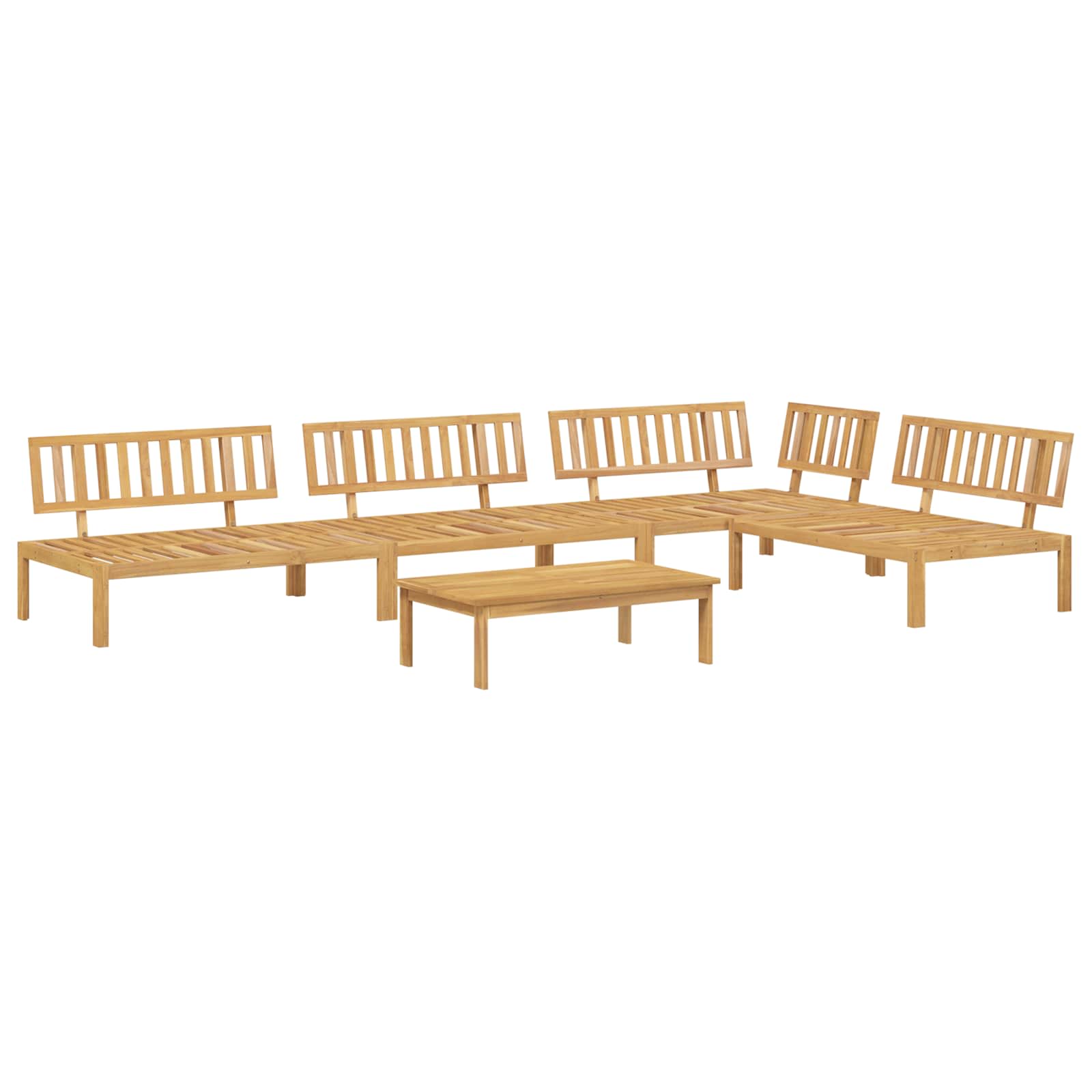 Bankstel met kussen Effen 5 pcs Antraciet Massief Acaciahout is nu te koop bij PeponiXL, paradijselijk wonen!