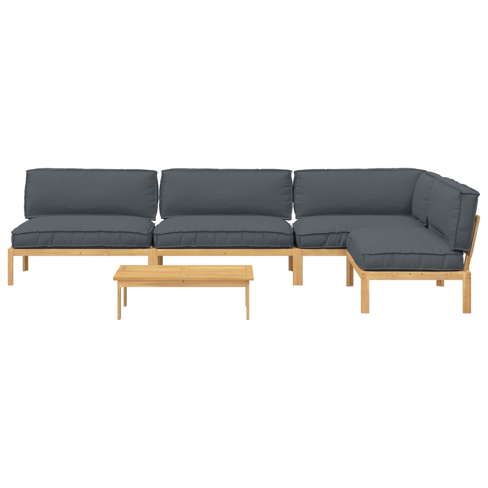 Bankstel met kussen Effen 5 pcs Antraciet Massief Acaciahout is nu te koop bij PeponiXL, paradijselijk wonen!
