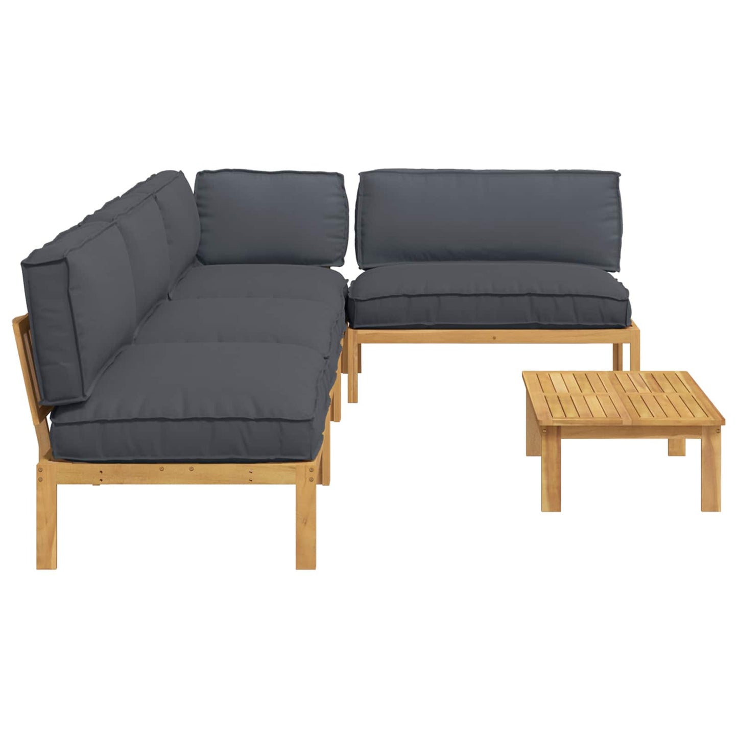 Bankstel met kussen Effen 5 pcs Antraciet Massief Acaciahout is nu te koop bij PeponiXL, paradijselijk wonen!