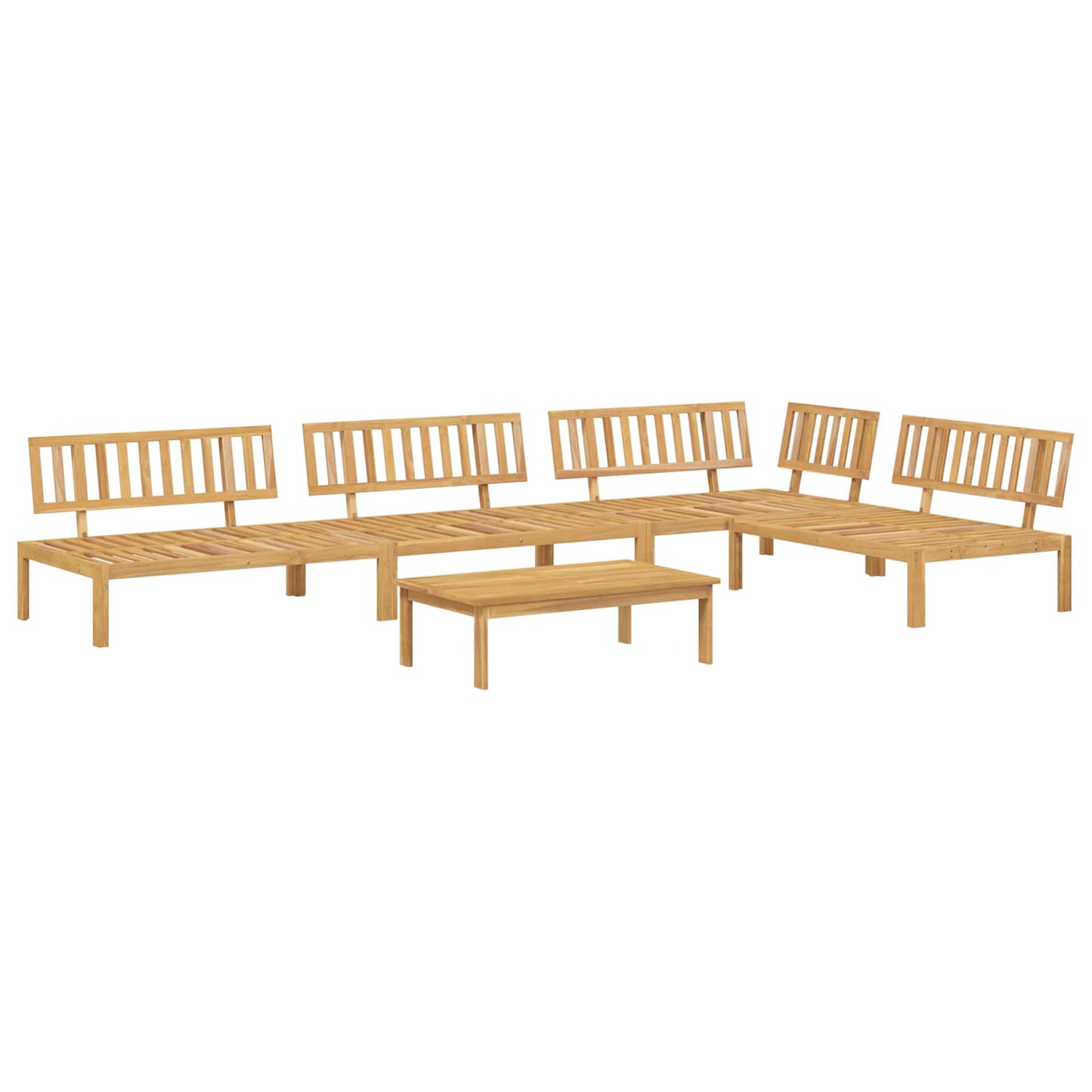 Bankstel met kussen Effen 5 pcs Taupe Massief Acaciahout