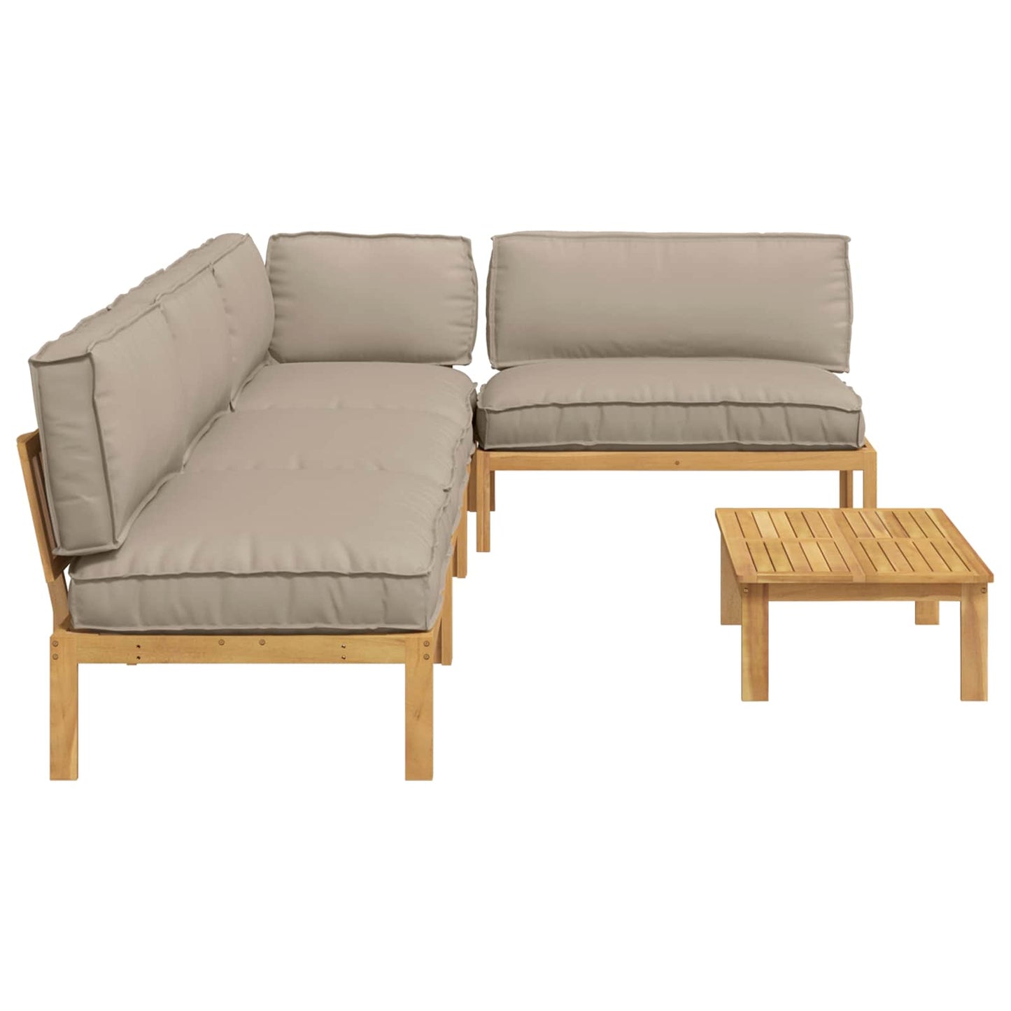 Bankstel met kussen Effen 5 pcs Taupe Massief Acaciahout