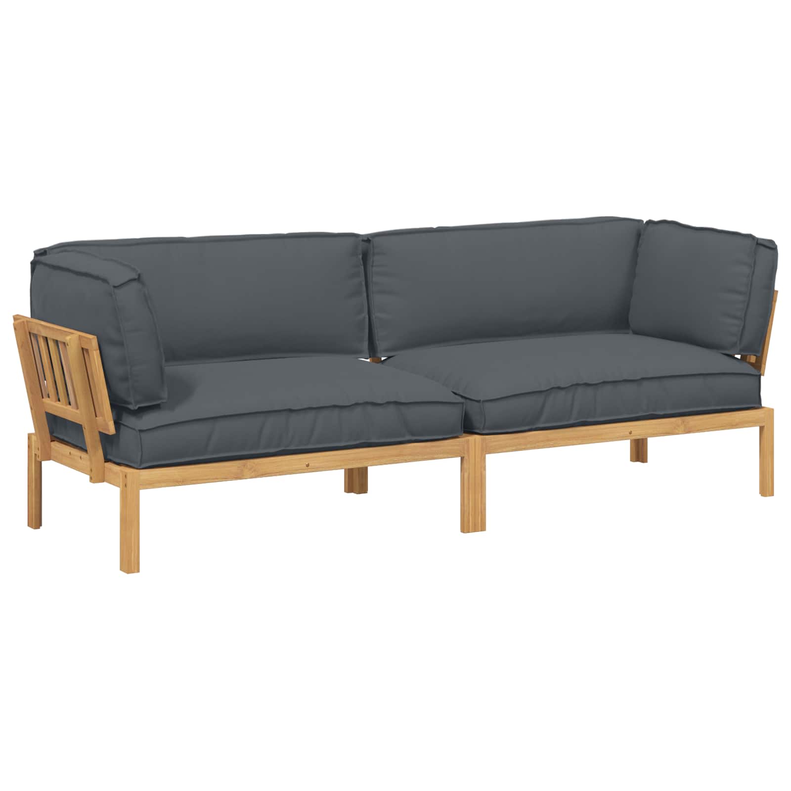 Bankstel met kussen Effen 2 pcs Antraciet Massief Acaciahout is nu te koop bij PeponiXL, paradijselijk wonen!