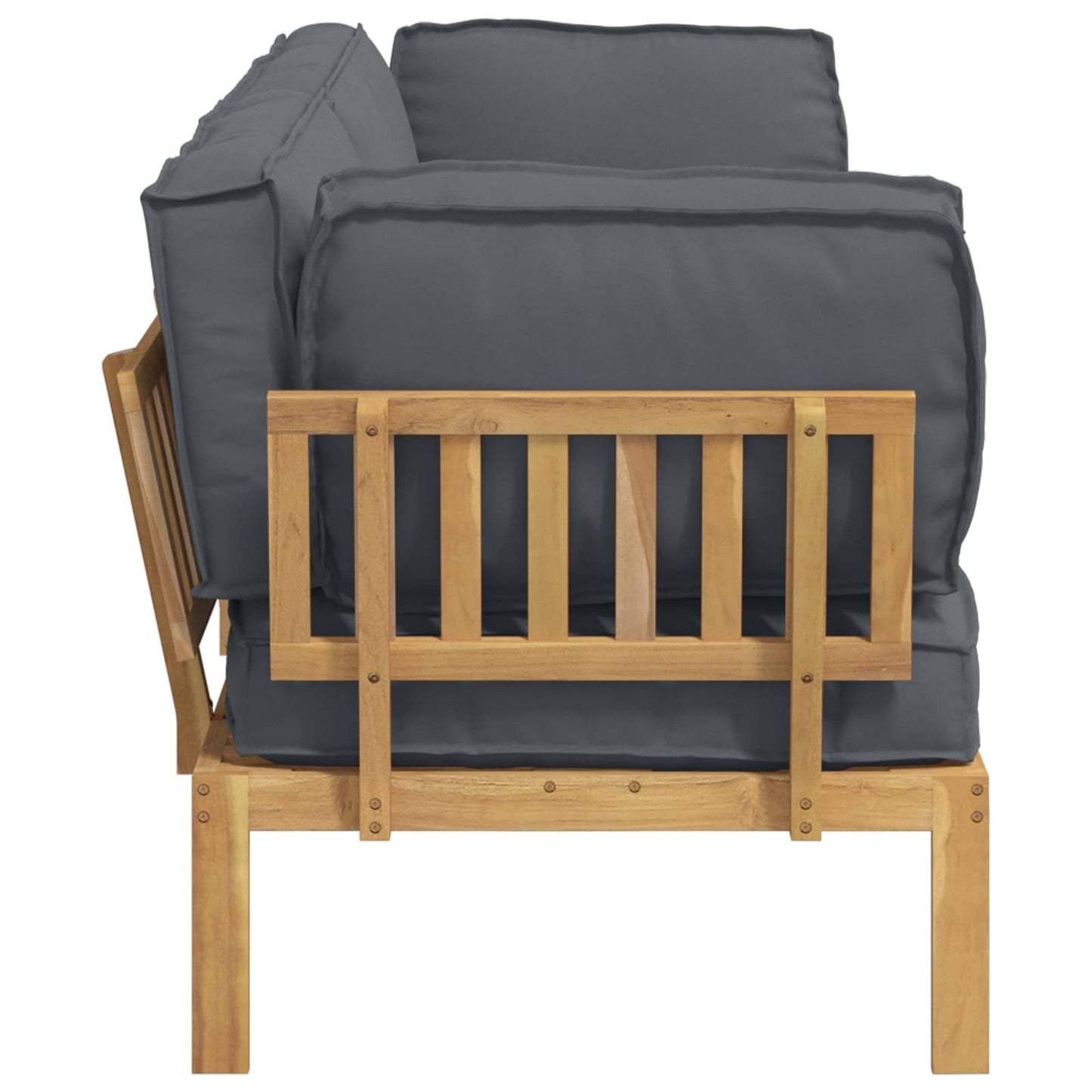 Bankstel met kussen Effen 2 pcs Antraciet Massief Acaciahout is nu te koop bij PeponiXL, paradijselijk wonen!