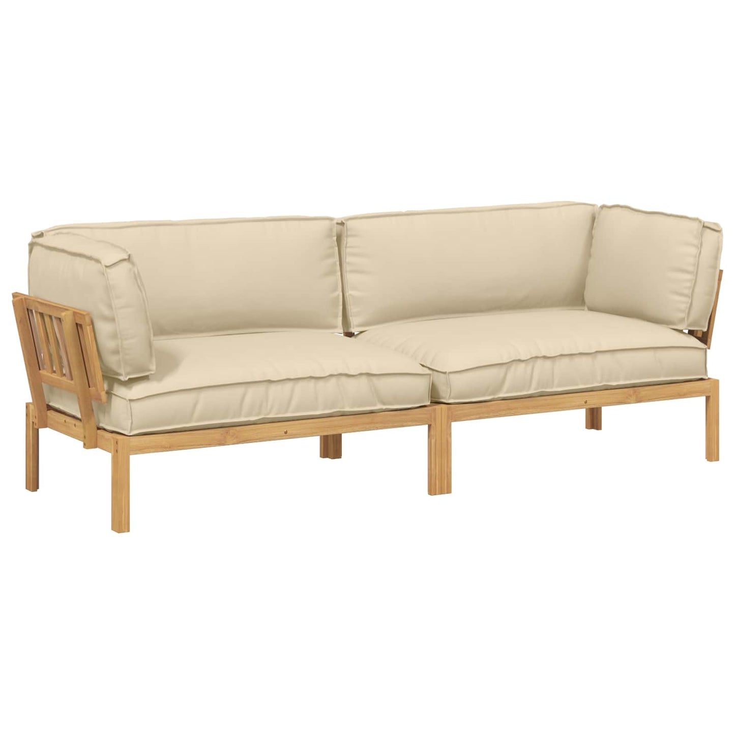 Bankstel met kussen Effen 2 pcs Beige Massief Acaciahout