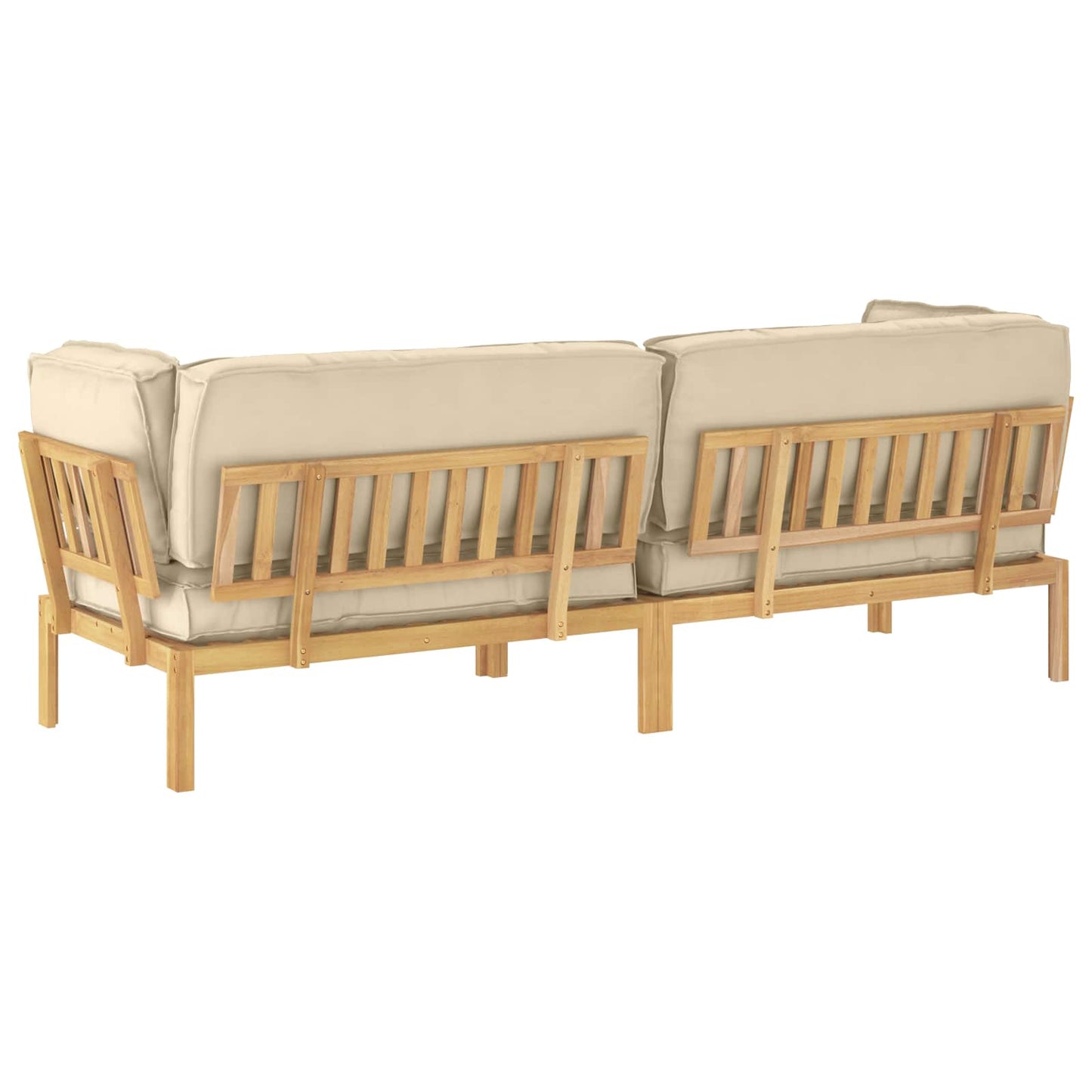 Bankstel met kussen Effen 2 pcs Beige Massief Acaciahout