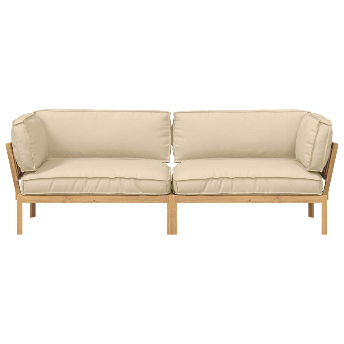 Bankstel met kussen Effen 2 pcs Beige Massief Acaciahout