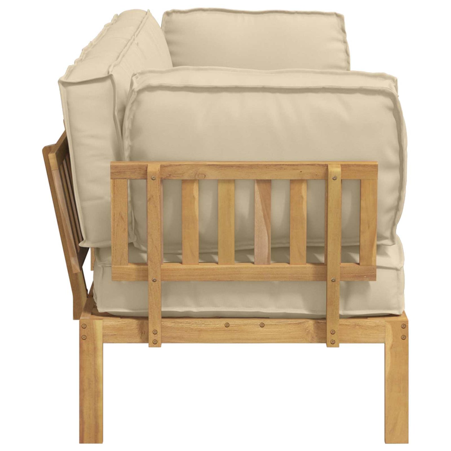 Bankstel met kussen Effen 2 pcs Beige Massief Acaciahout