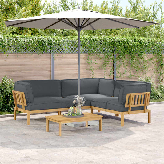 Bankstel met kussen Effen 4 pcs Antraciet Massief Acaciahout is nu te koop bij PeponiXL, paradijselijk wonen!