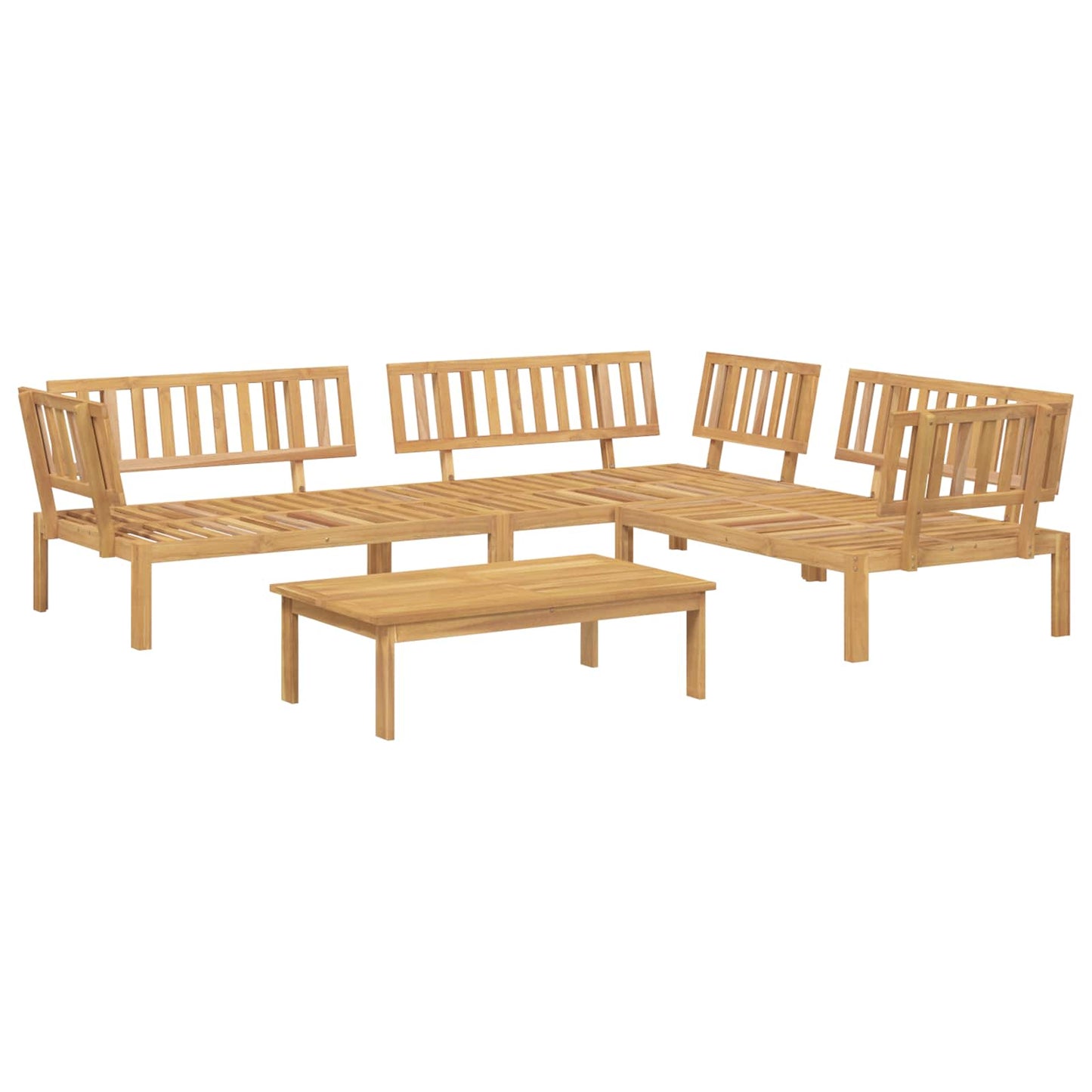 Bankstel met kussen Effen 4 pcs Beige Massief Acaciahout