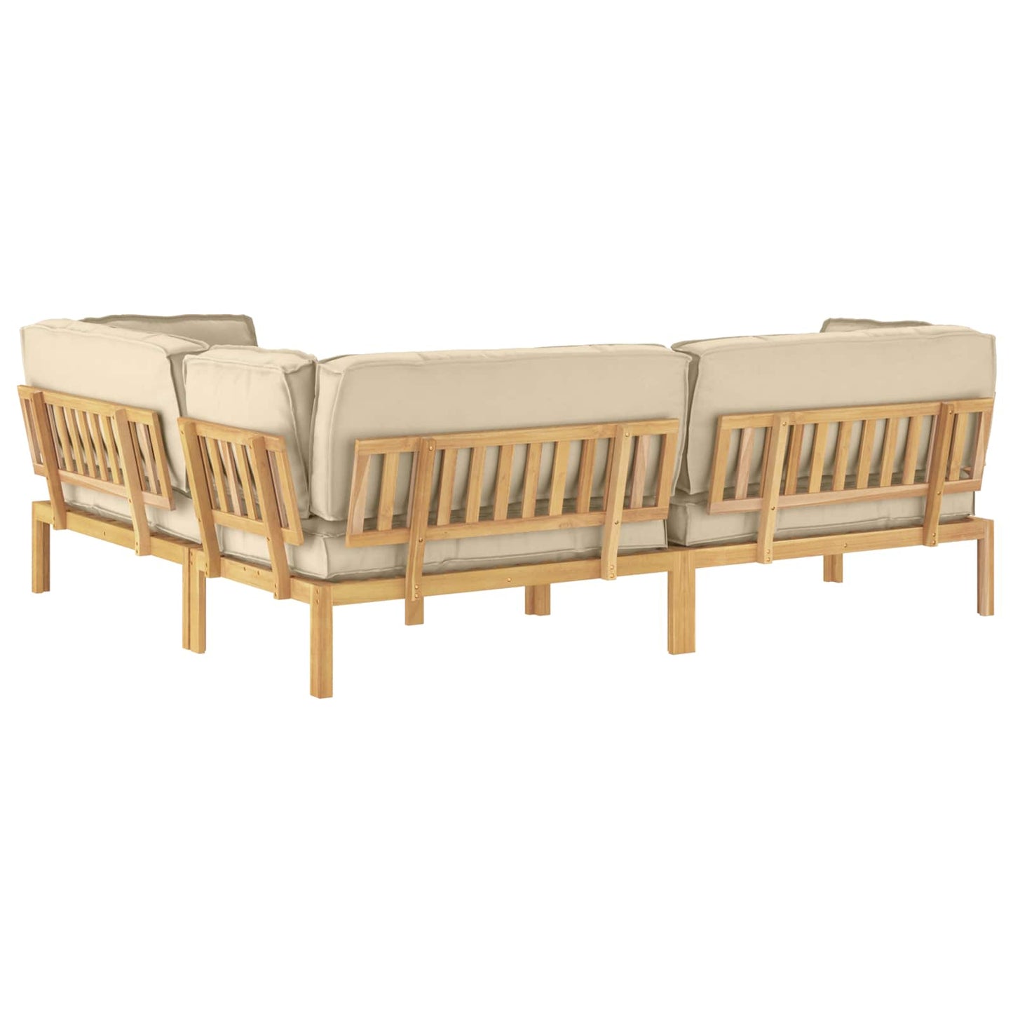 Bankstel met kussen Effen 4 pcs Beige Massief Acaciahout