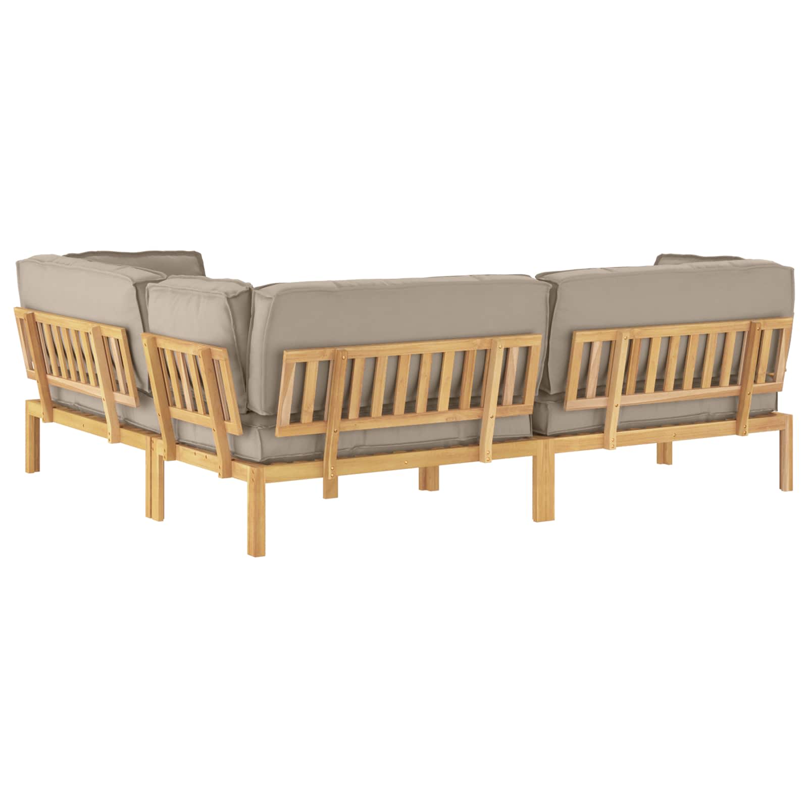 Bankstel met kussen Effen 4 pcs Taupe Massief Acaciahout is nu te koop bij PeponiXL, paradijselijk wonen!