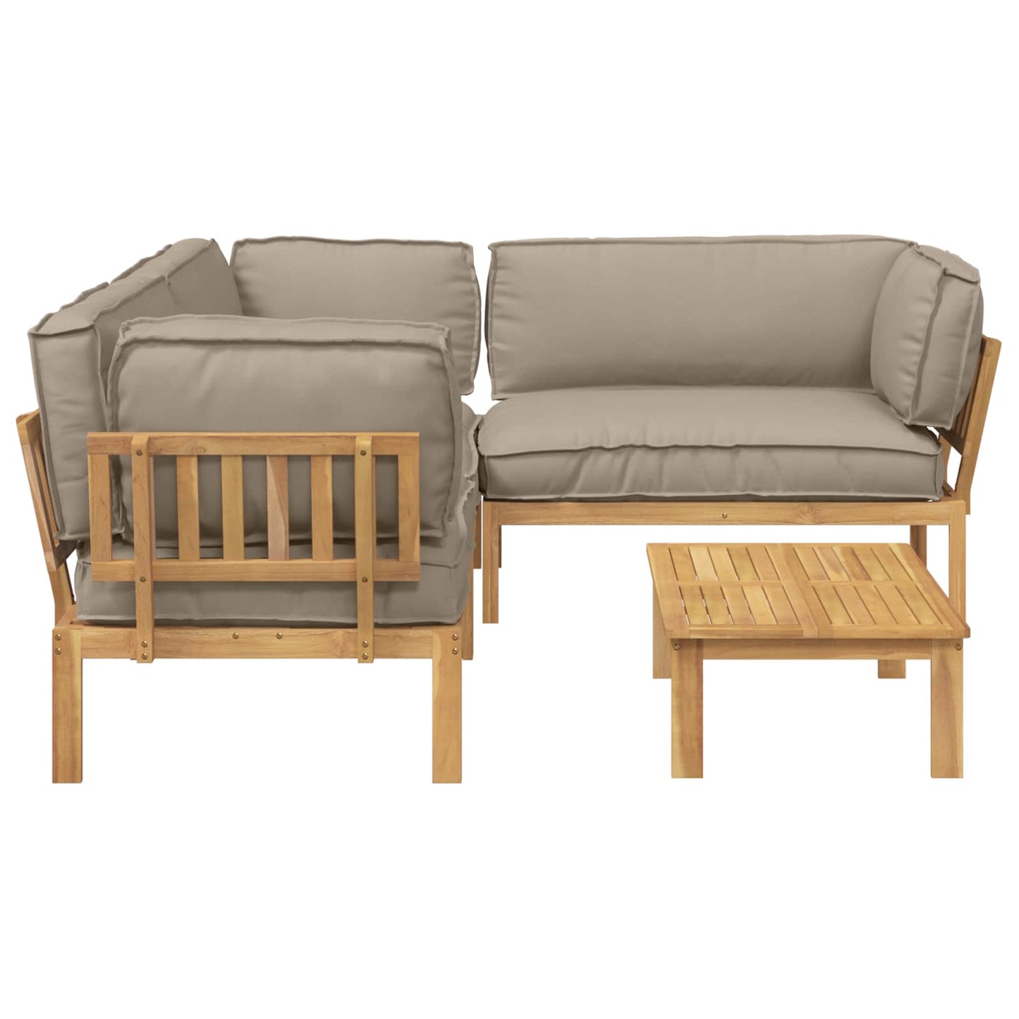Bankstel met kussen Effen 4 pcs Taupe Massief Acaciahout is nu te koop bij PeponiXL, paradijselijk wonen!