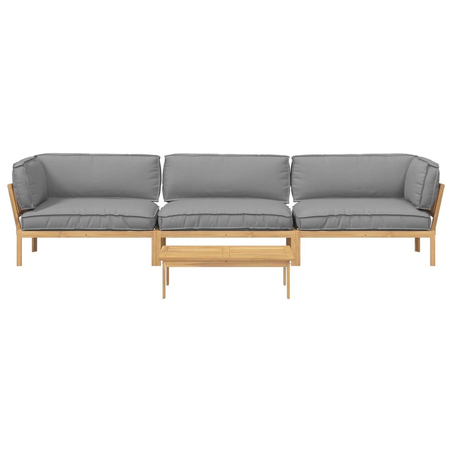 Bankstel met kussen Effen 4 pcs Grijs Massief Acaciahout