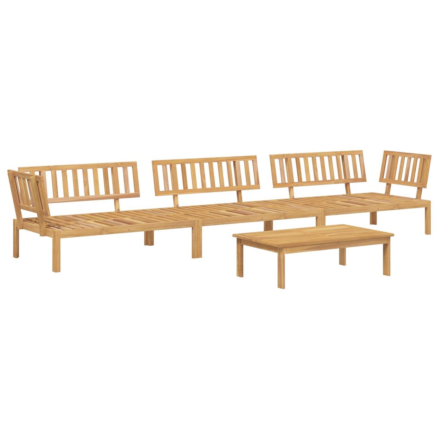 Bankstel met kussen Effen 4 pcs Beige Massief Acaciahout