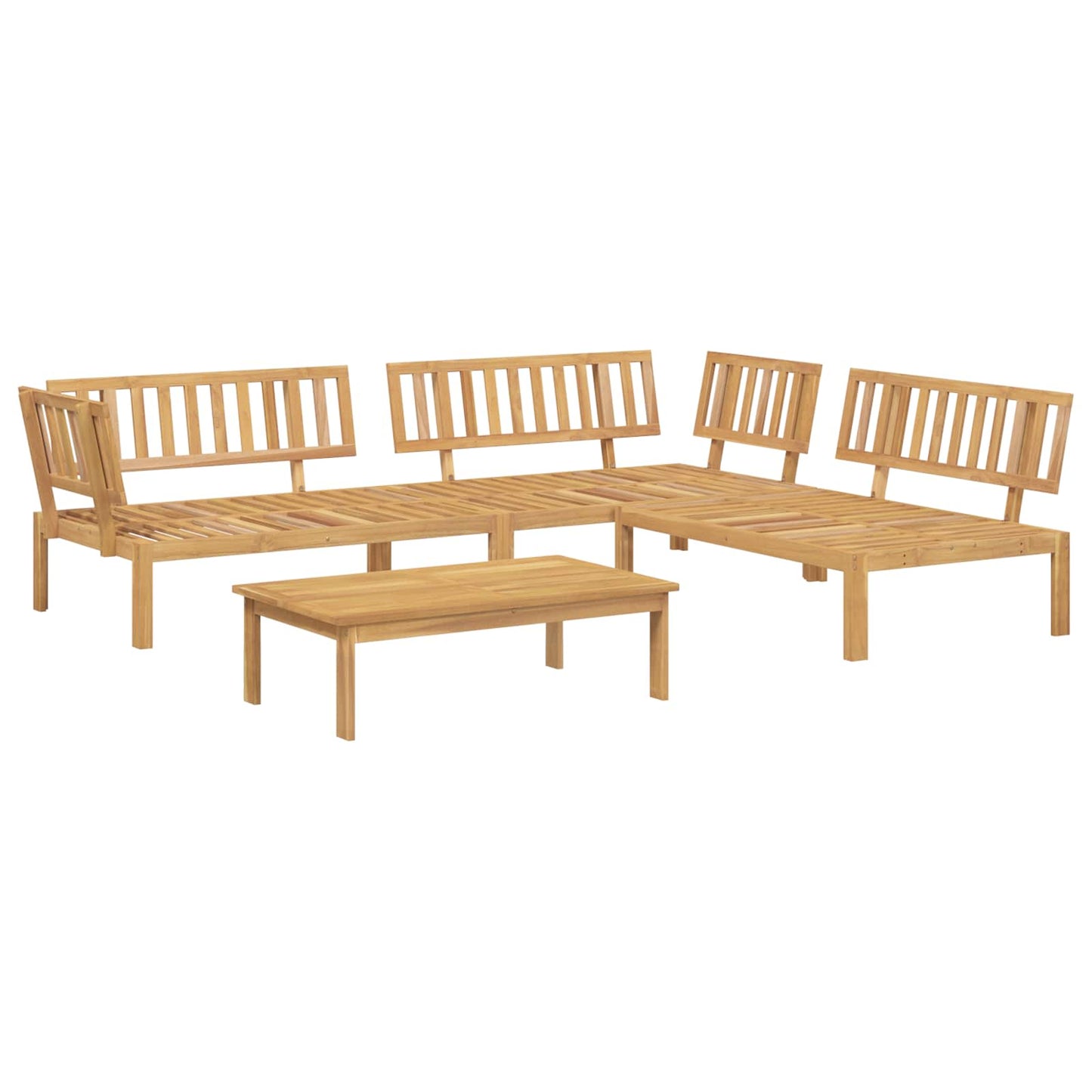 Bankstel met kussen Effen 4 pcs Beige Massief Acaciahout